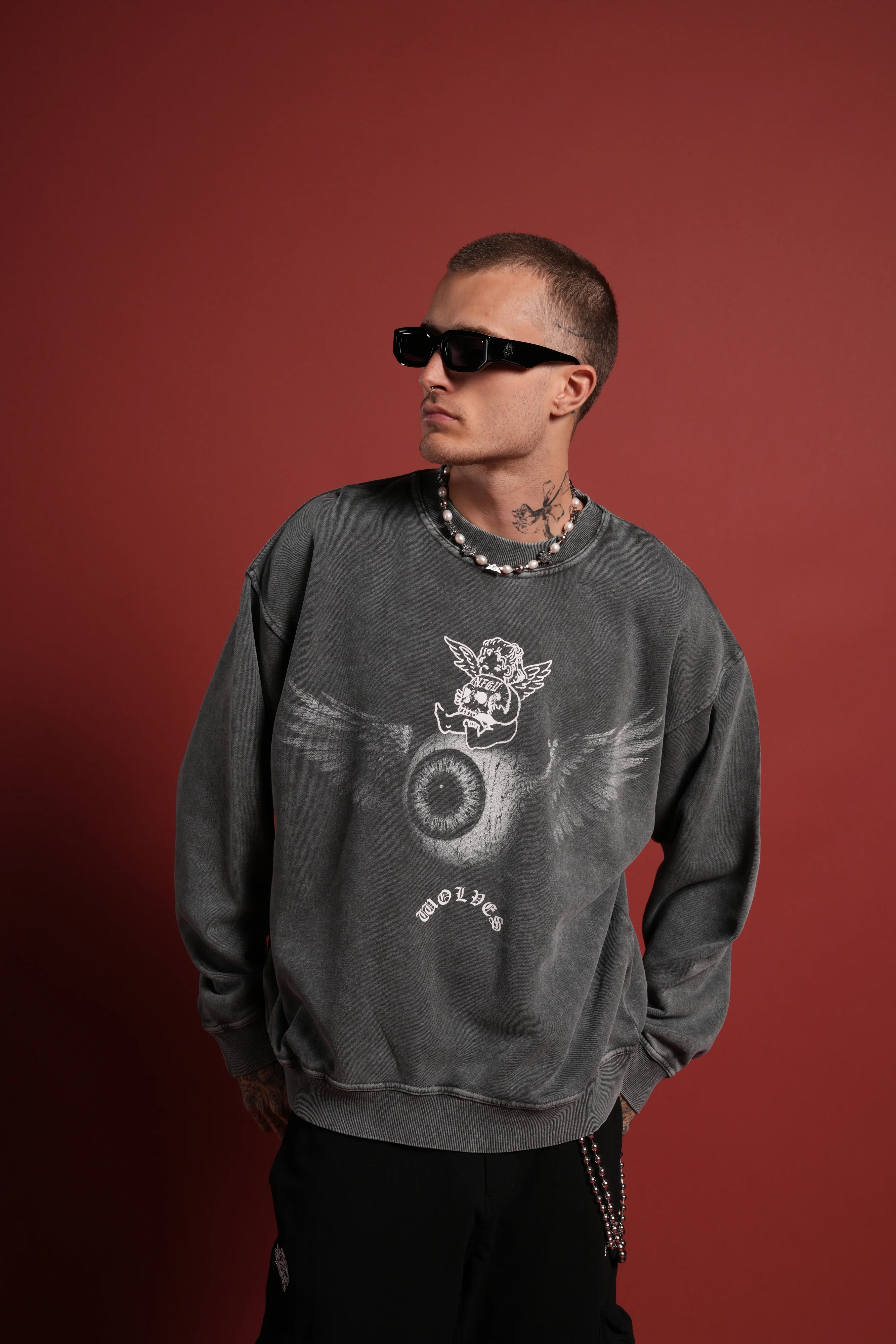 Flight Club London Crewneck in Wolf Gray - Image 4