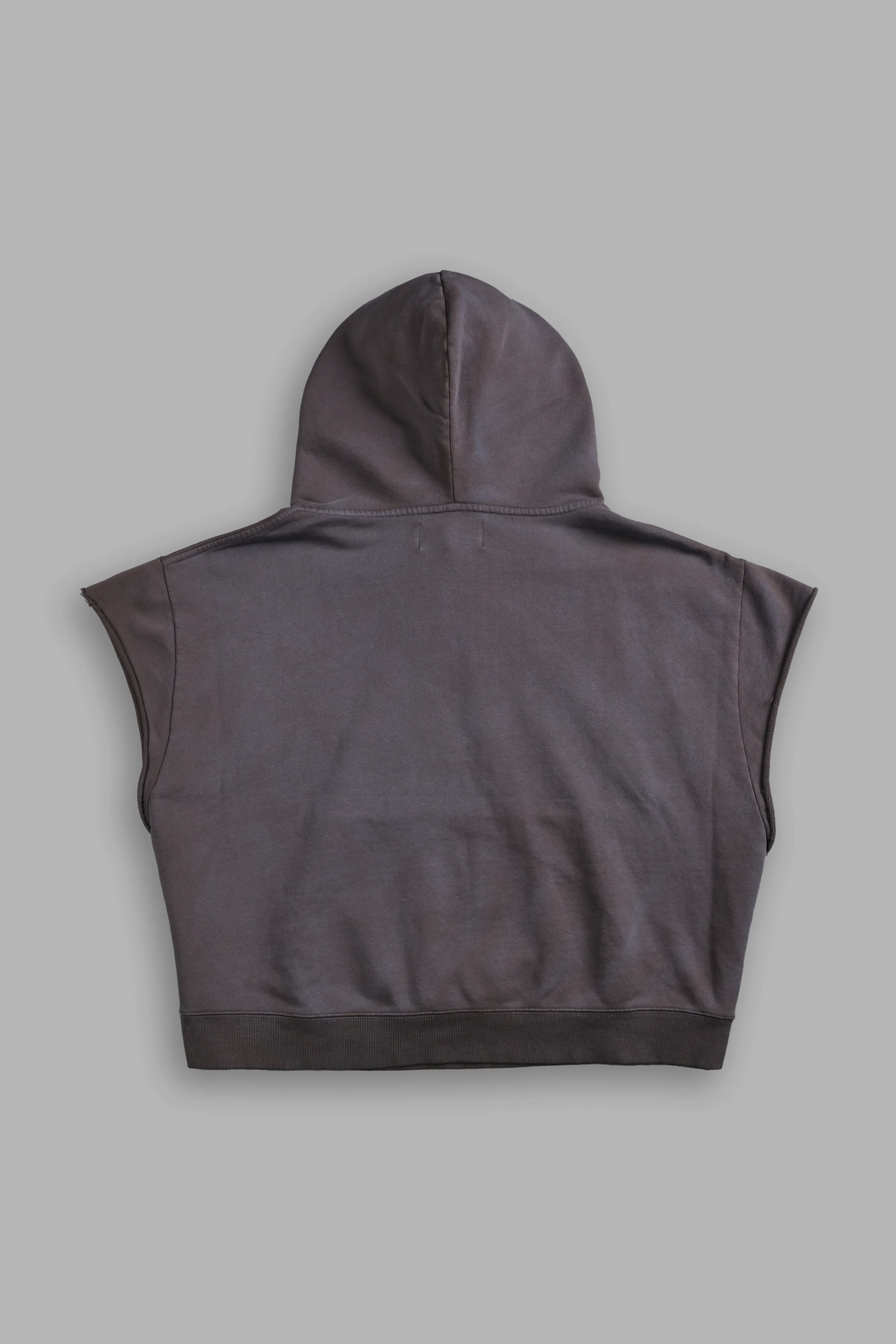 Forged From Iron Grunge Gage Cap Sleeve Hoodie in Darc Brown Horizon Sun Fade - Image 3