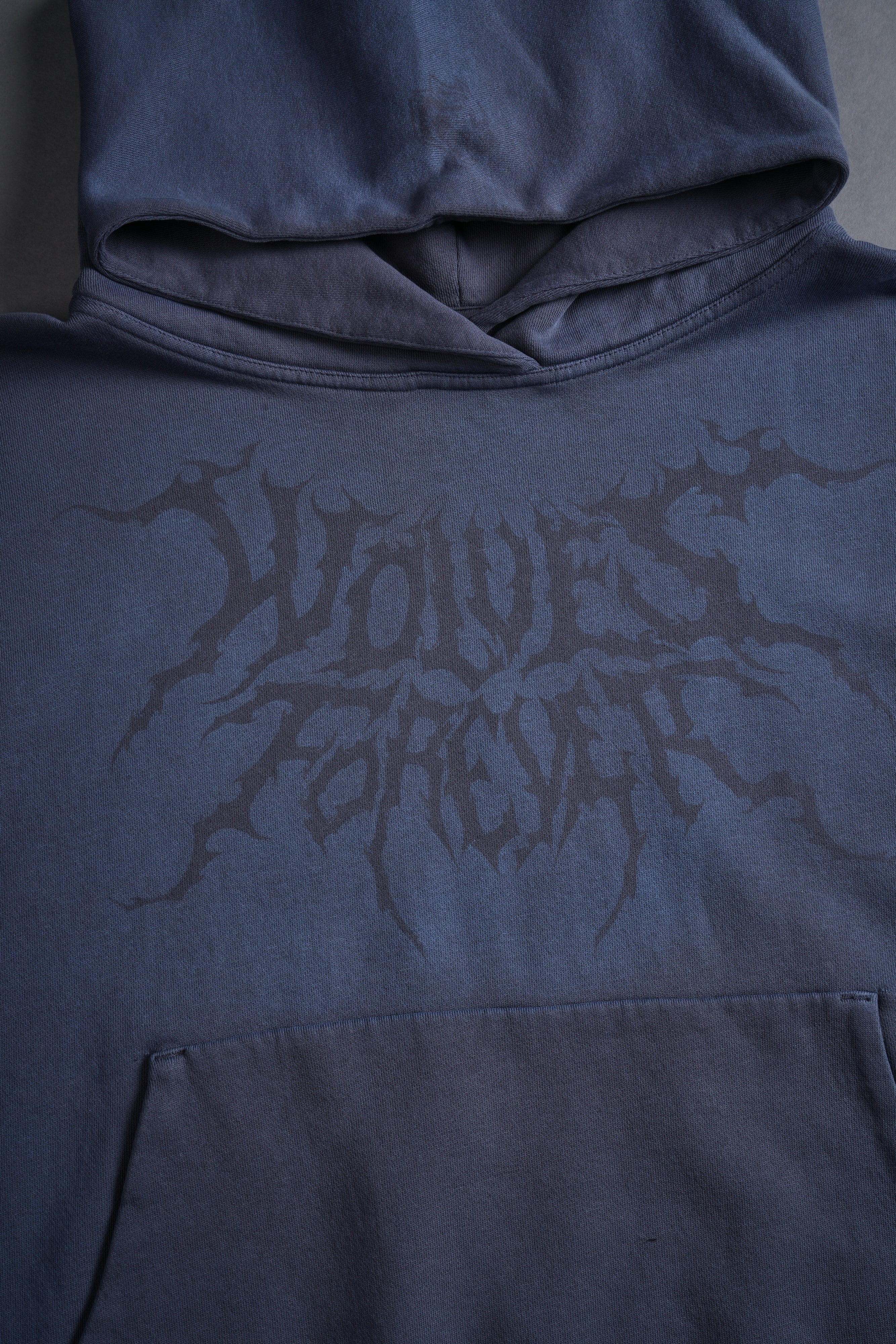 Forged From Iron Grunge Gage Cap Sleeve Hoodie in Midnight Blue Horizon Sun Fade - Image 8