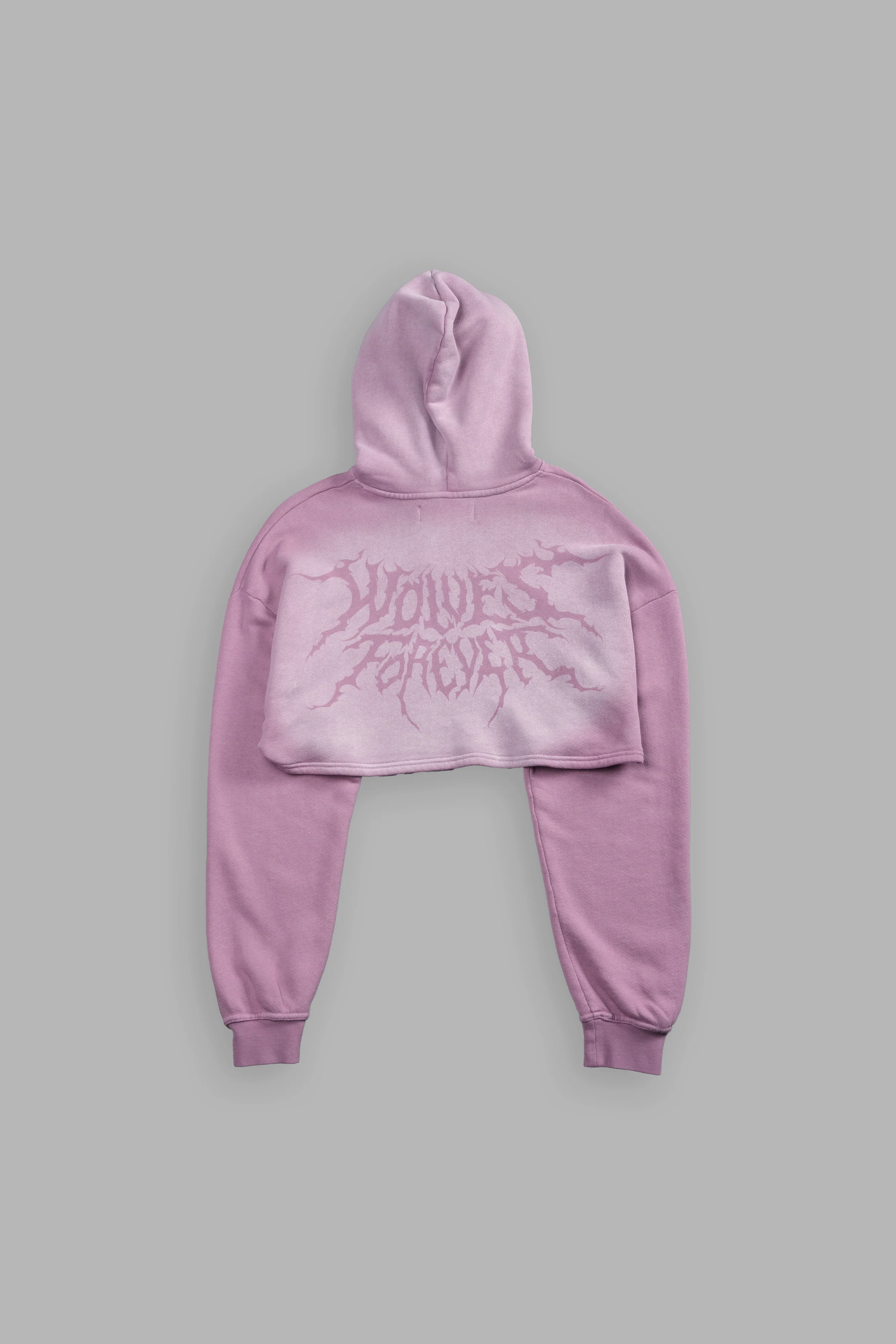 Forged From Iron "Willow" Cropped Hoodie in Pink Smoke Spine Sun Fade - Image 2