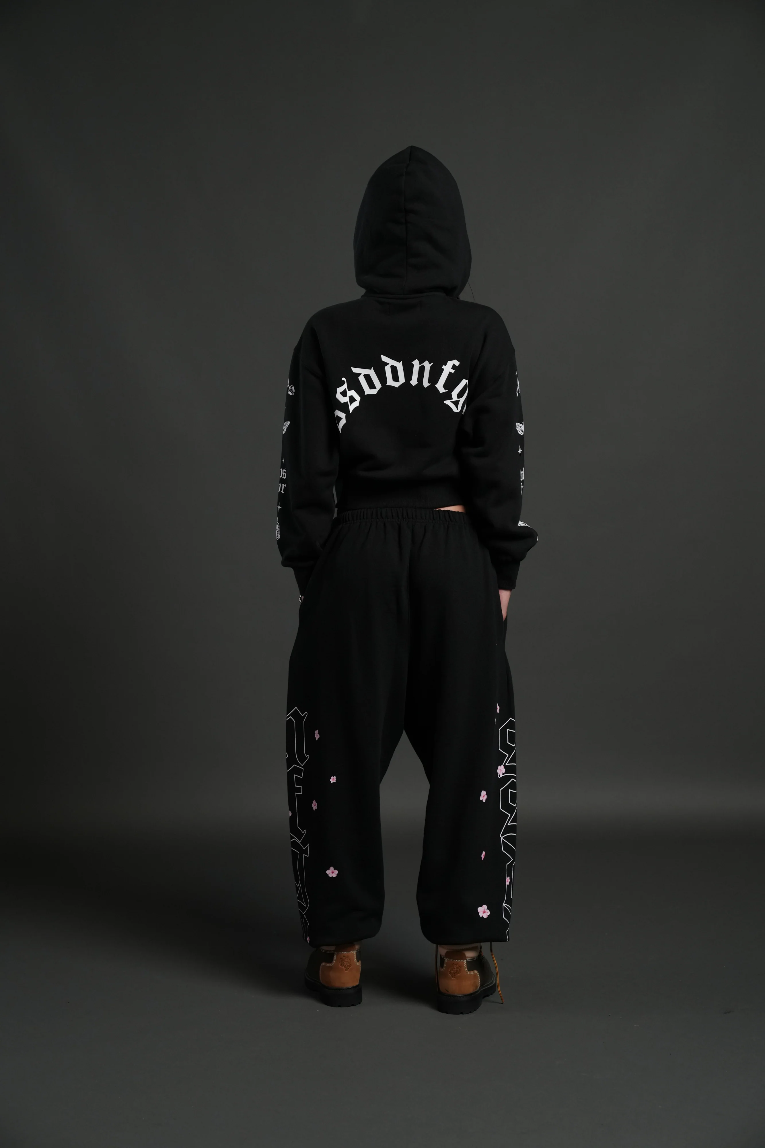 FRVR in the Stars "Sage" Cropped Zip Hoodie in Black - Image 4