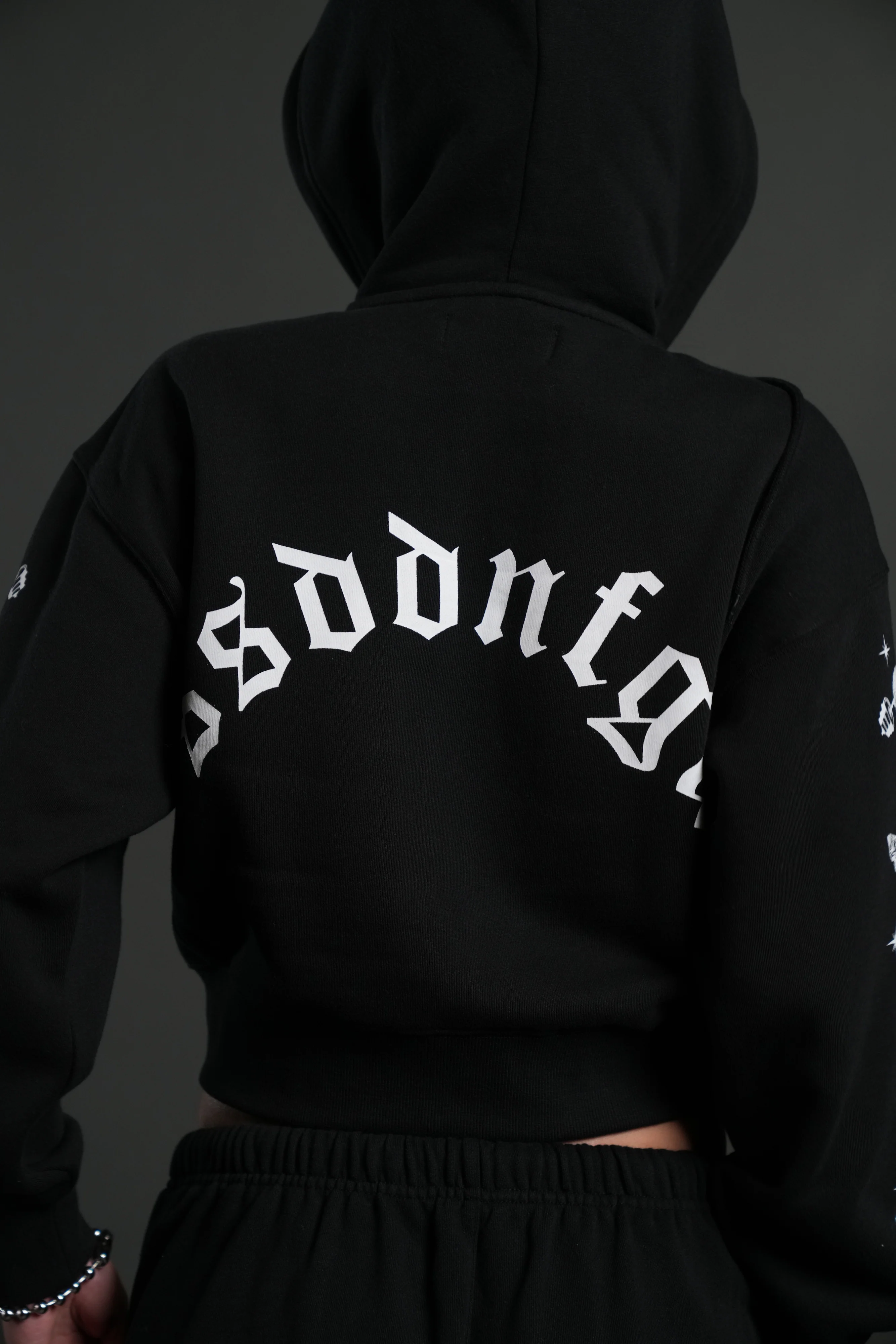 FRVR in the Stars "Sage" Cropped Zip Hoodie in Black - Image 6