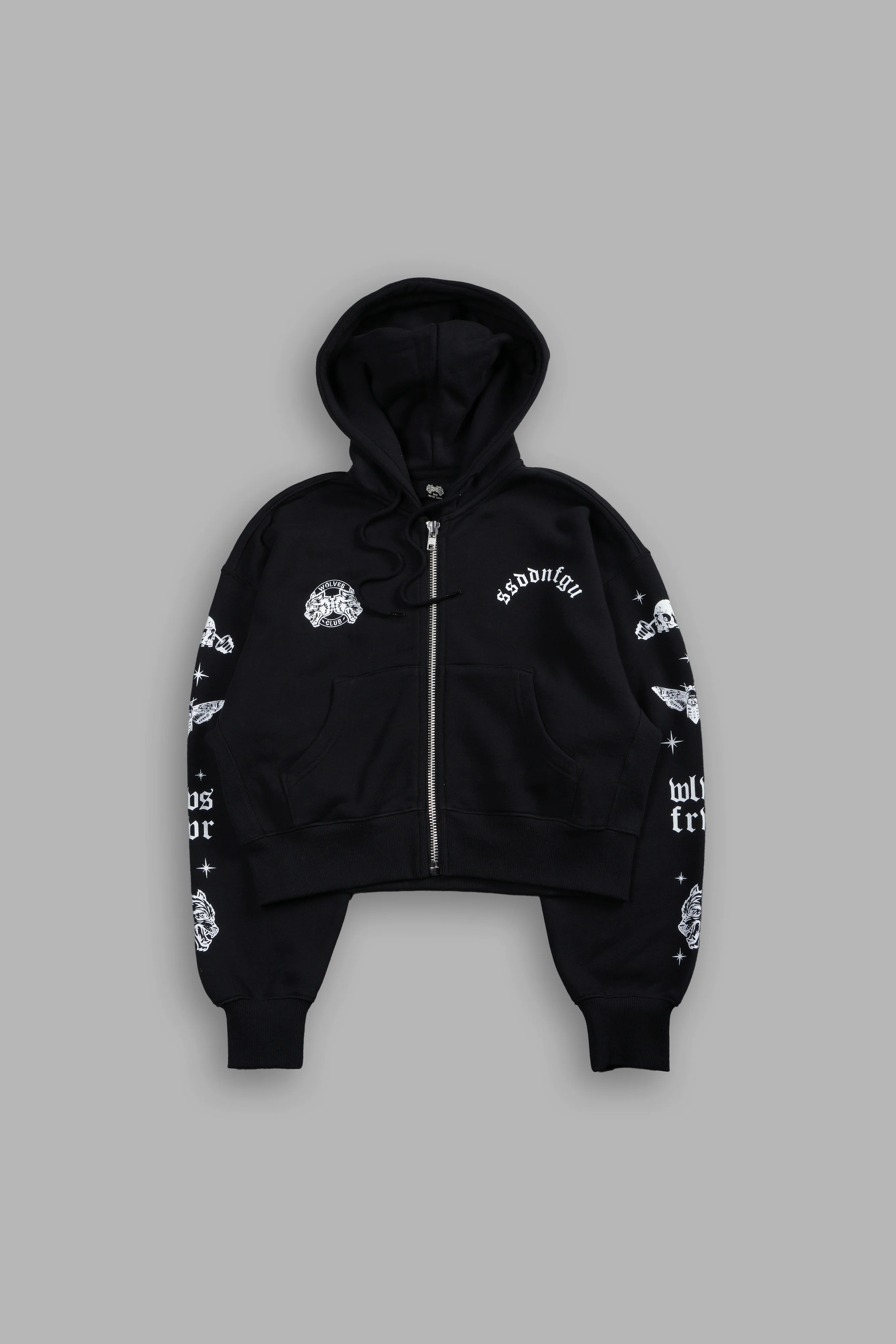 FRVR in the Stars "Sage" Cropped Zip Hoodie in Black - Image 8