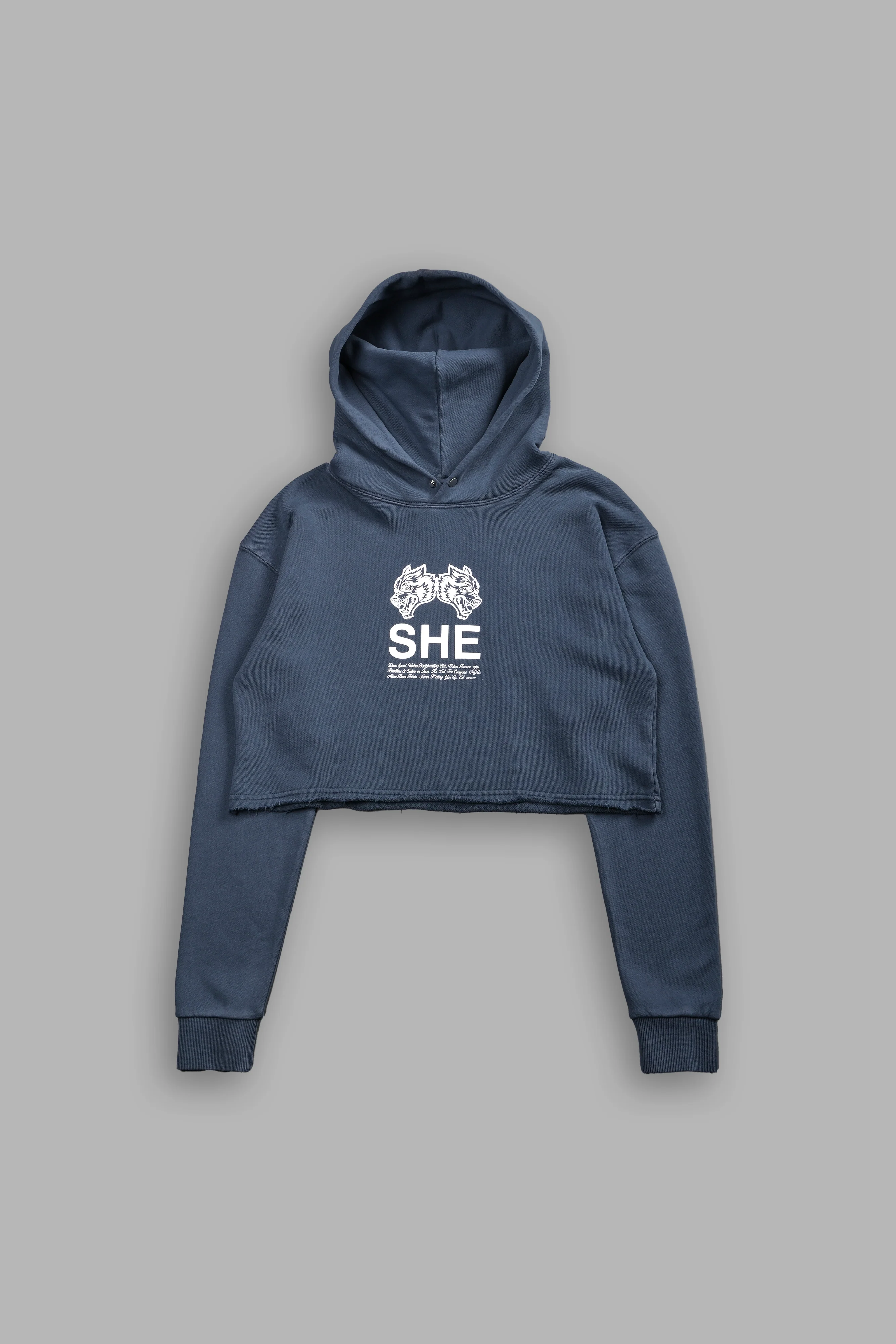 Gritty "Pierce" (Cropped) Hoodie in Darc Blue - Image 3