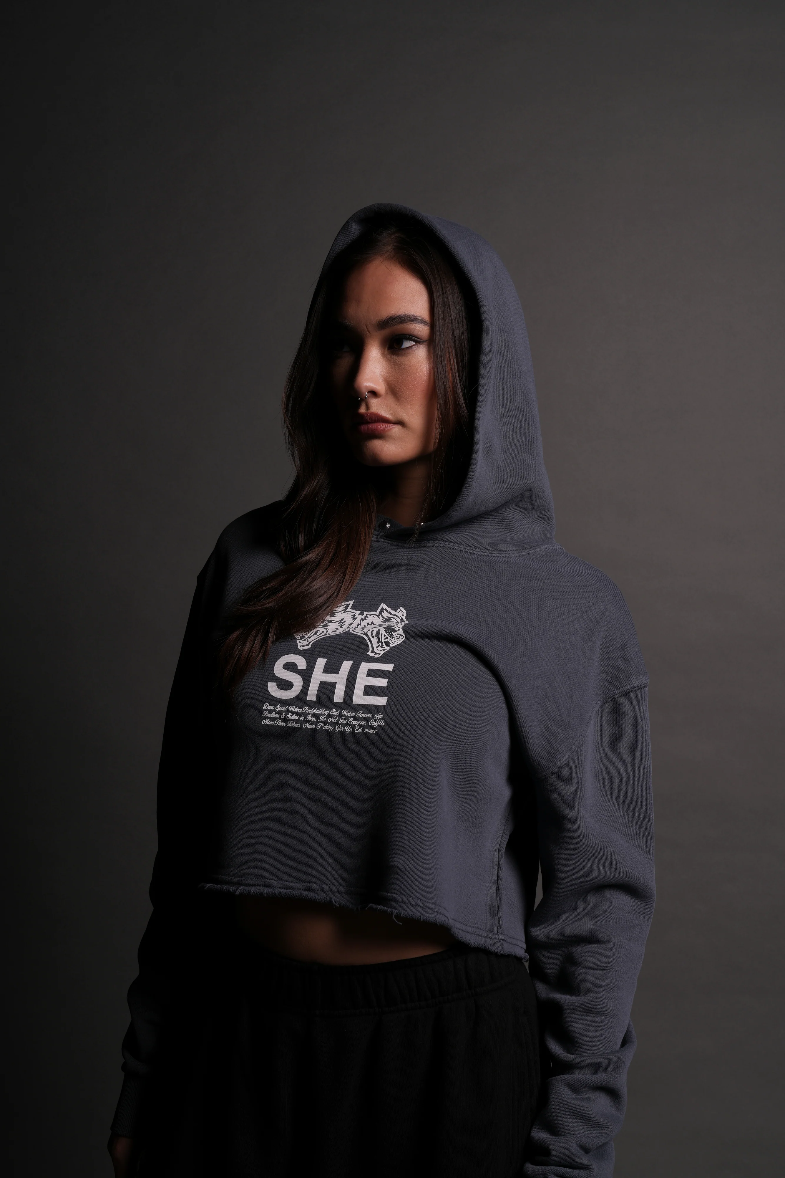 Gritty "Pierce" (Cropped) Hoodie in Darc Blue - Image 7