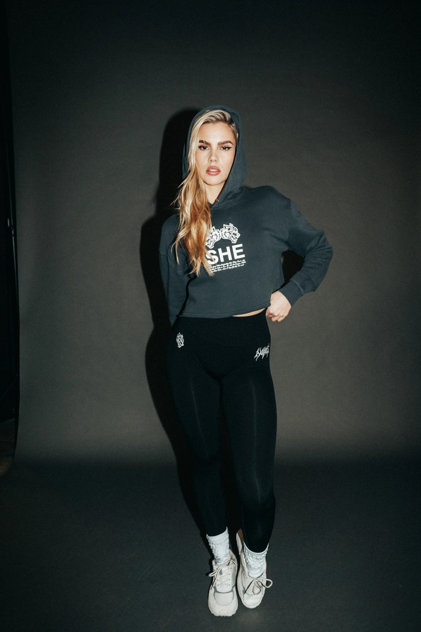 Gritty "Pierce" (Cropped) Hoodie in Midnight Blue - Image 2