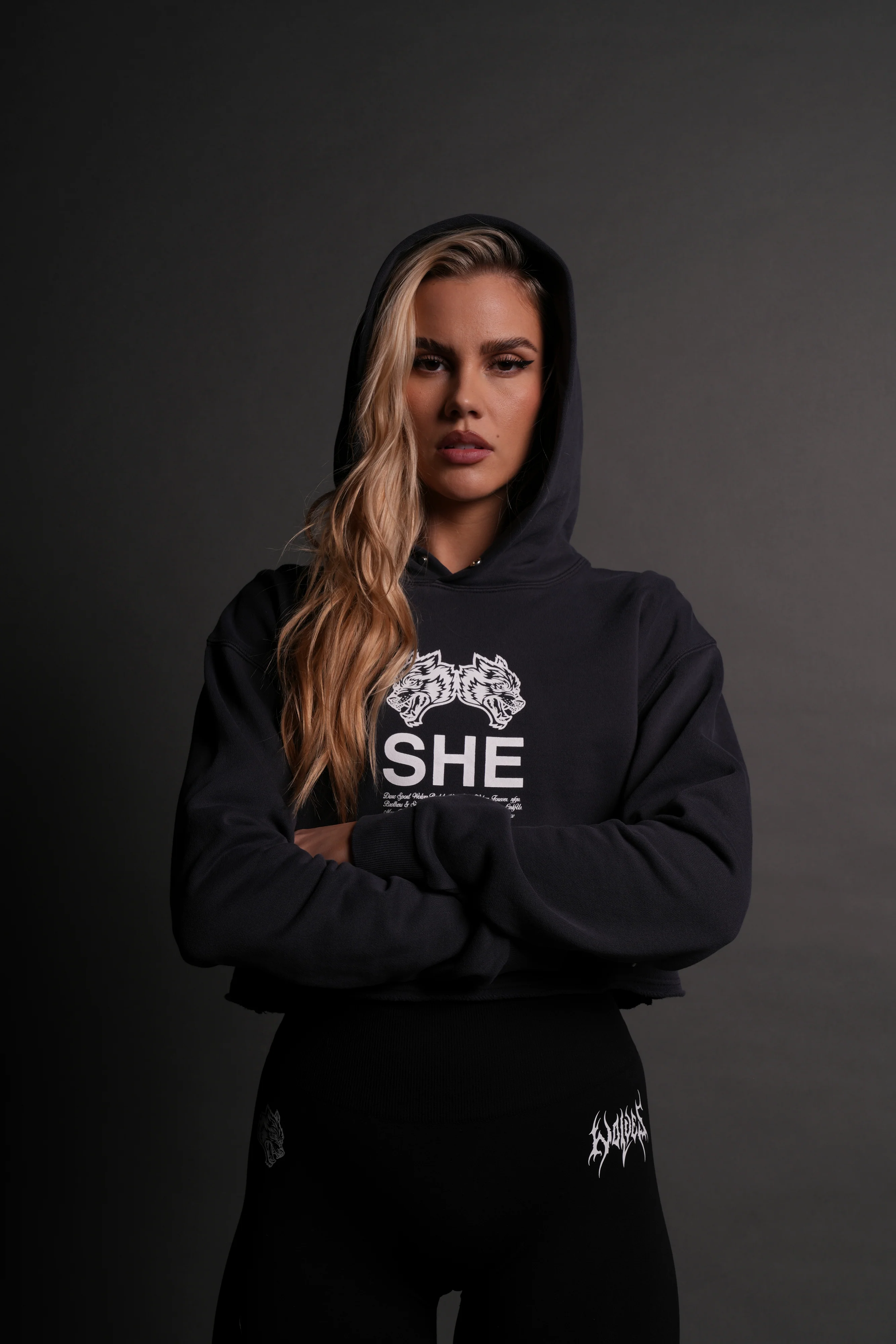 Gritty "Pierce" (Cropped) Hoodie in Midnight Blue - Image 5