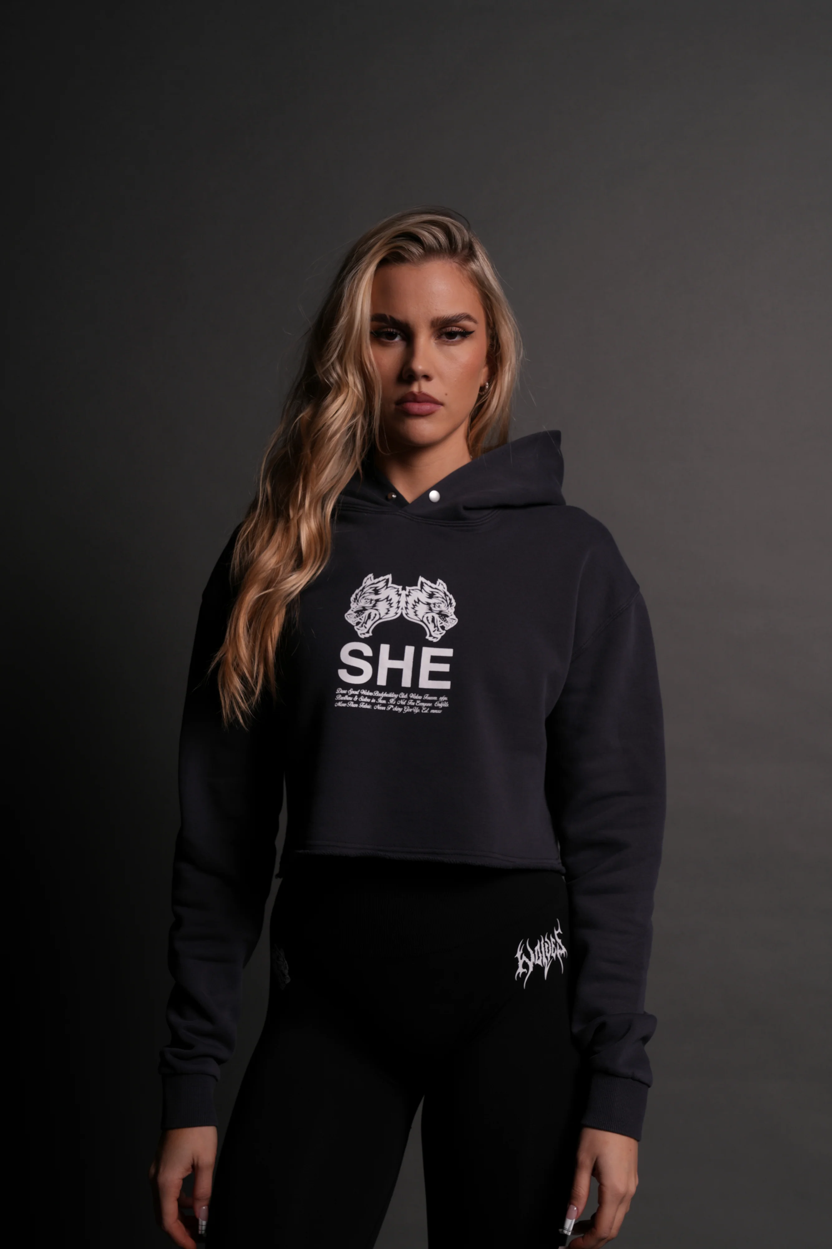 Gritty "Pierce" (Cropped) Hoodie in Midnight Blue - Image 7