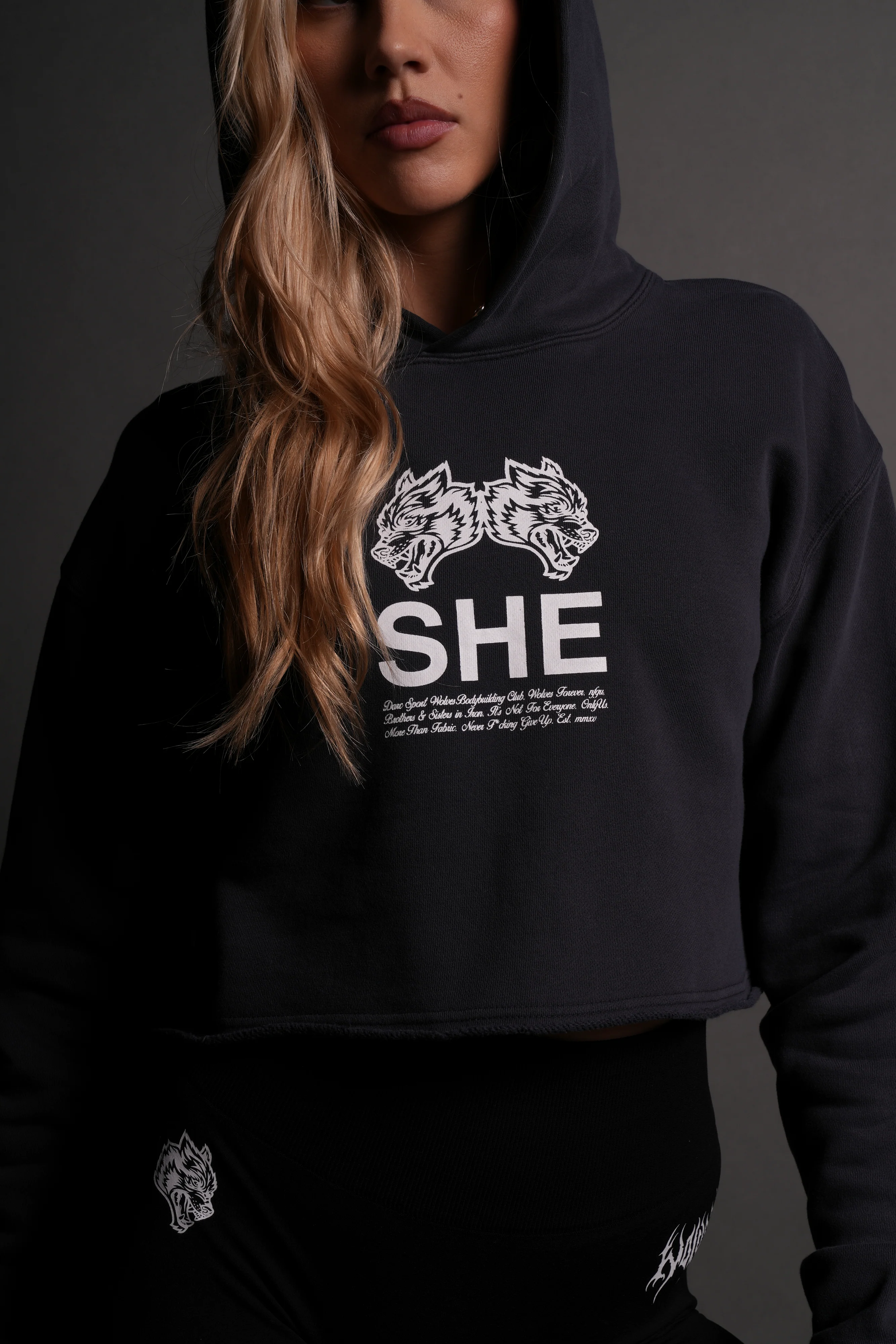 Gritty "Pierce" (Cropped) Hoodie in Midnight Blue - Image 9