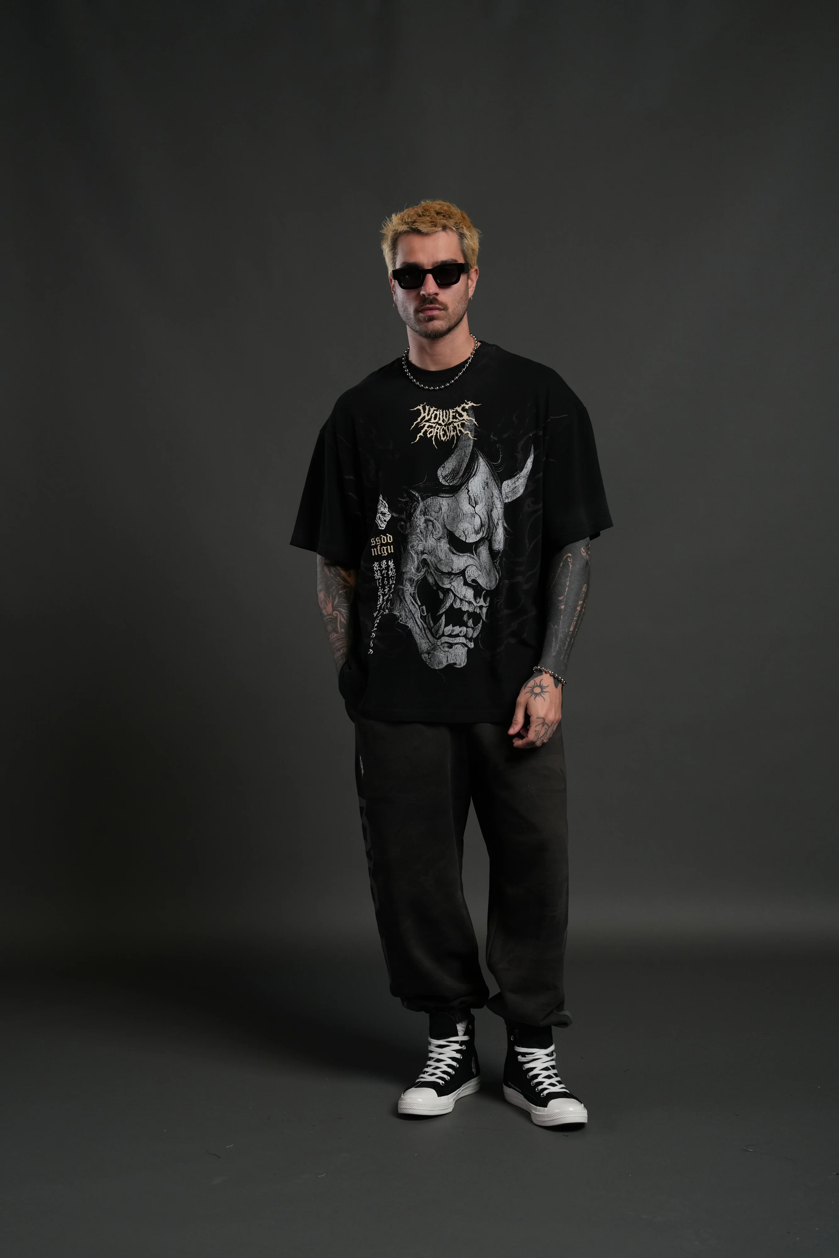 Hannya Inferno "Premium" Oversized Tee in Black Sun Fade - Image 5