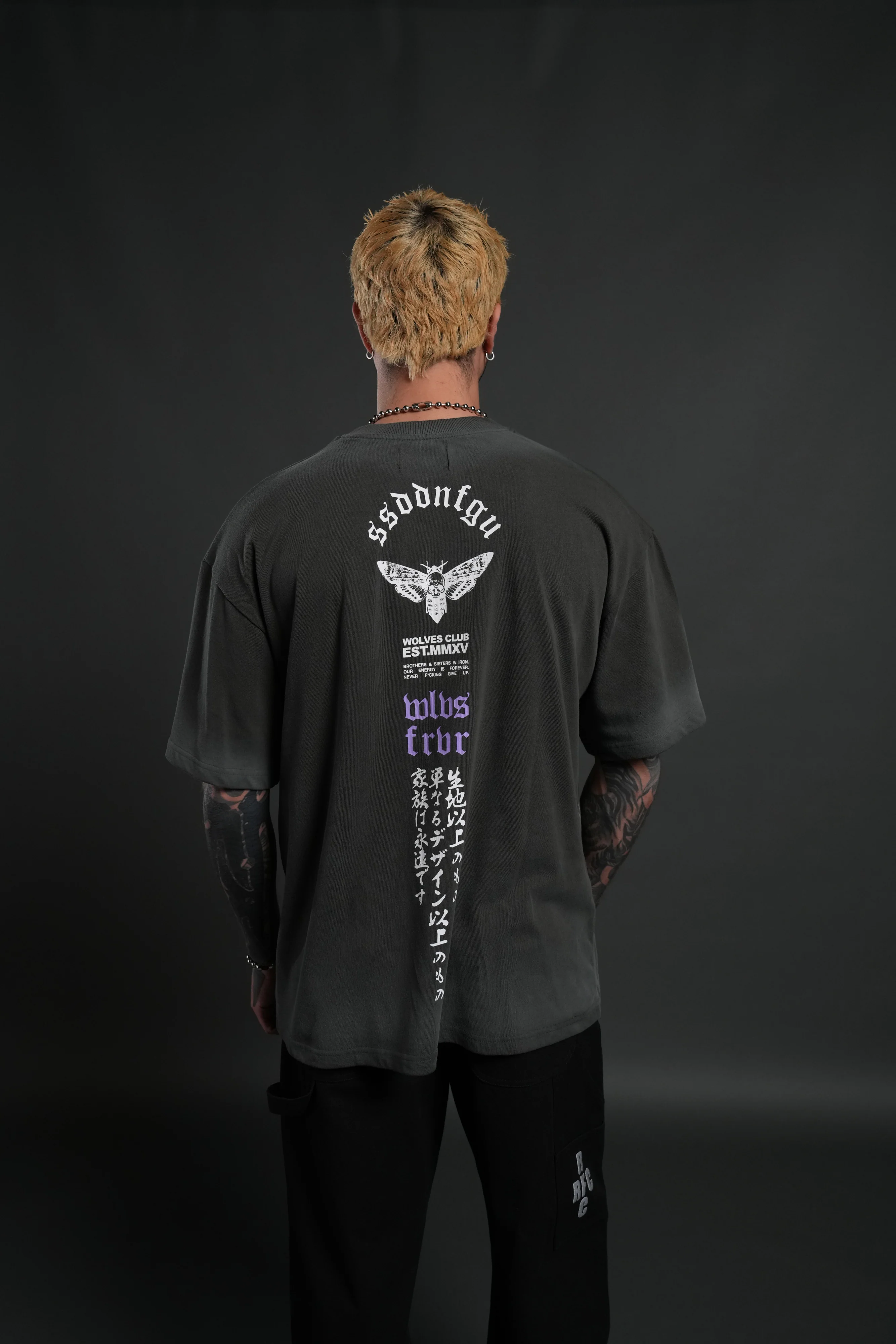 Hannya Inferno "Premium" Oversized Tee in Wolf Gray Sun Fade - Image 2