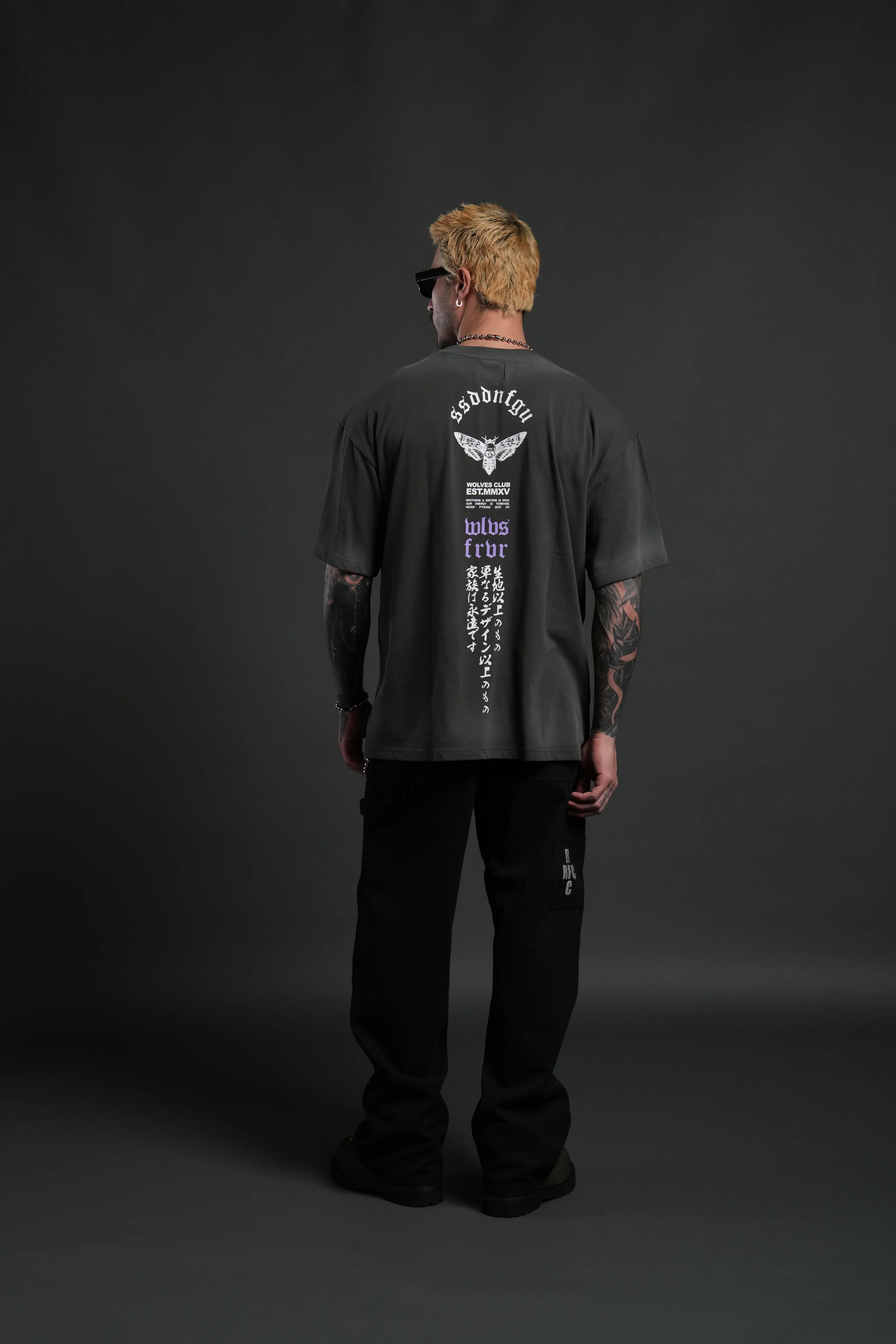 Hannya Inferno "Premium" Oversized Tee in Wolf Gray Sun Fade - Image 6