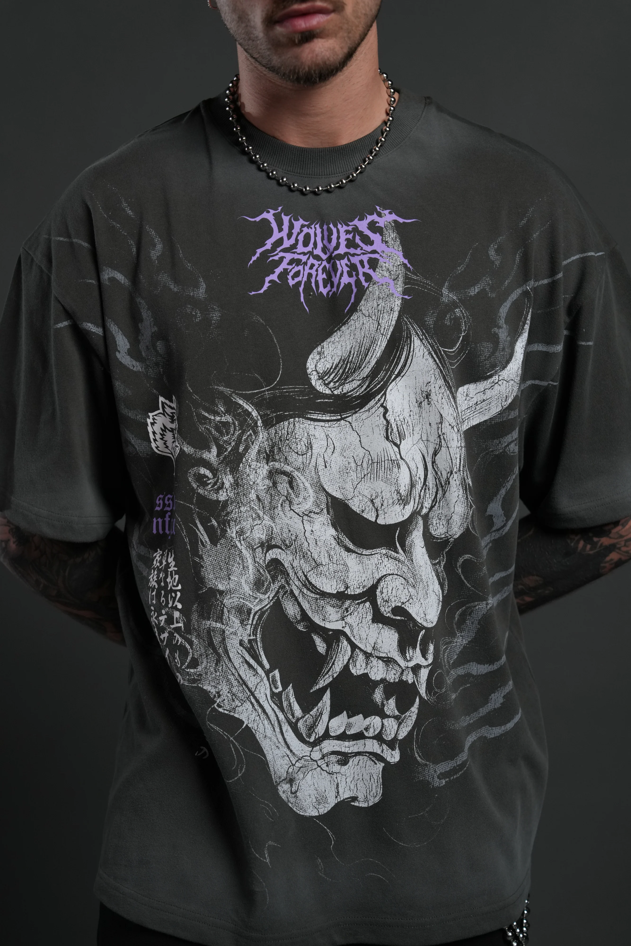 Hannya Inferno "Premium" Oversized Tee in Wolf Gray Sun Fade - Image 7