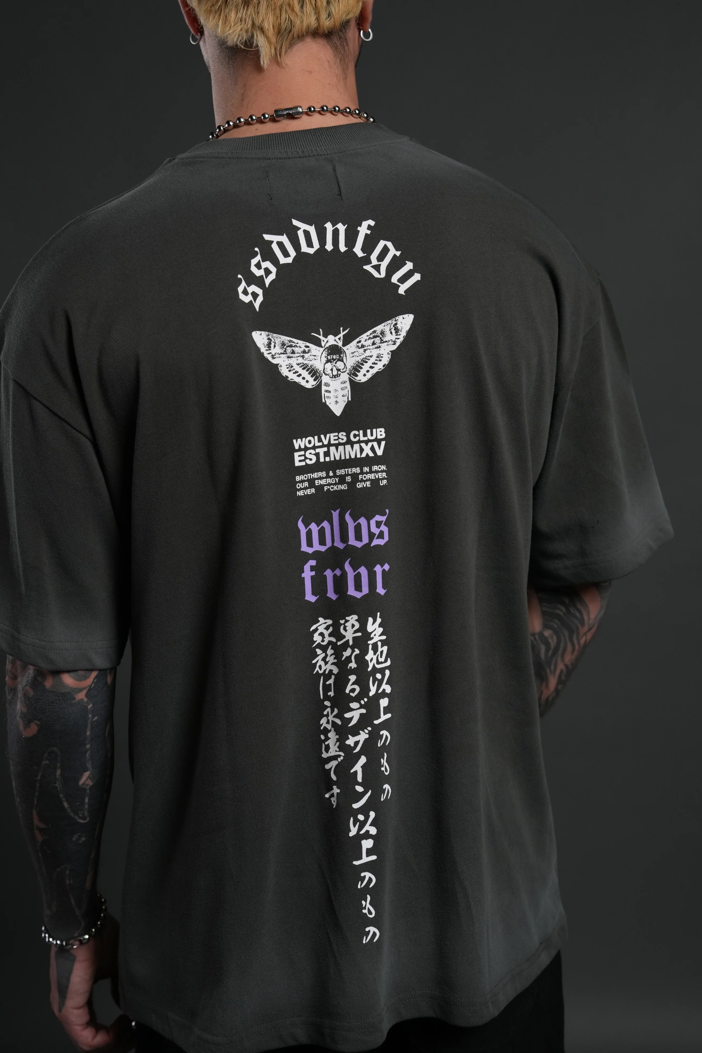 Hannya Inferno "Premium" Oversized Tee in Wolf Gray Sun Fade - Image 8