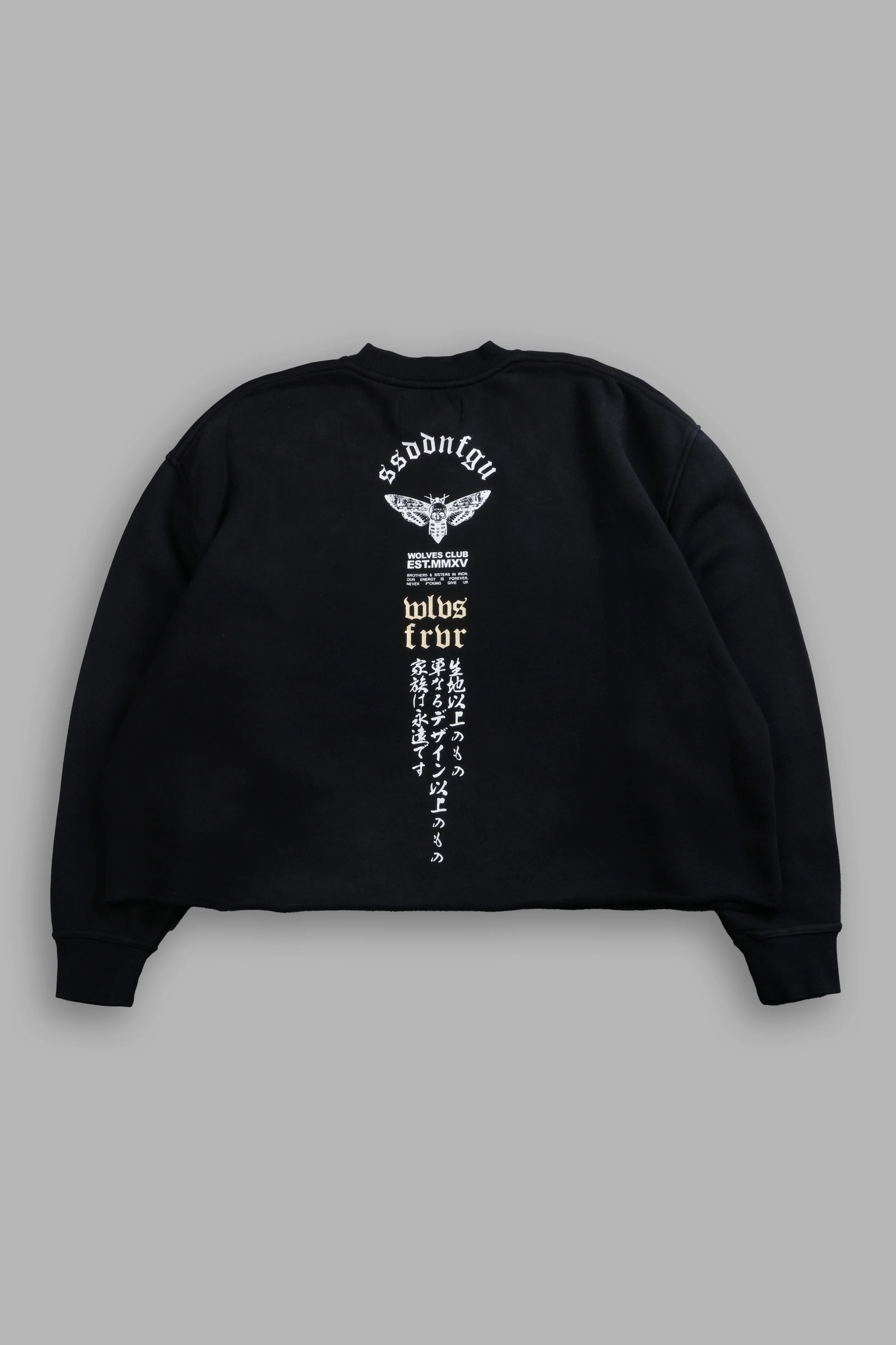 Hannya Inferno Raw Hem "Box Cut" Crewneck in Black Sun Fade - Image 3