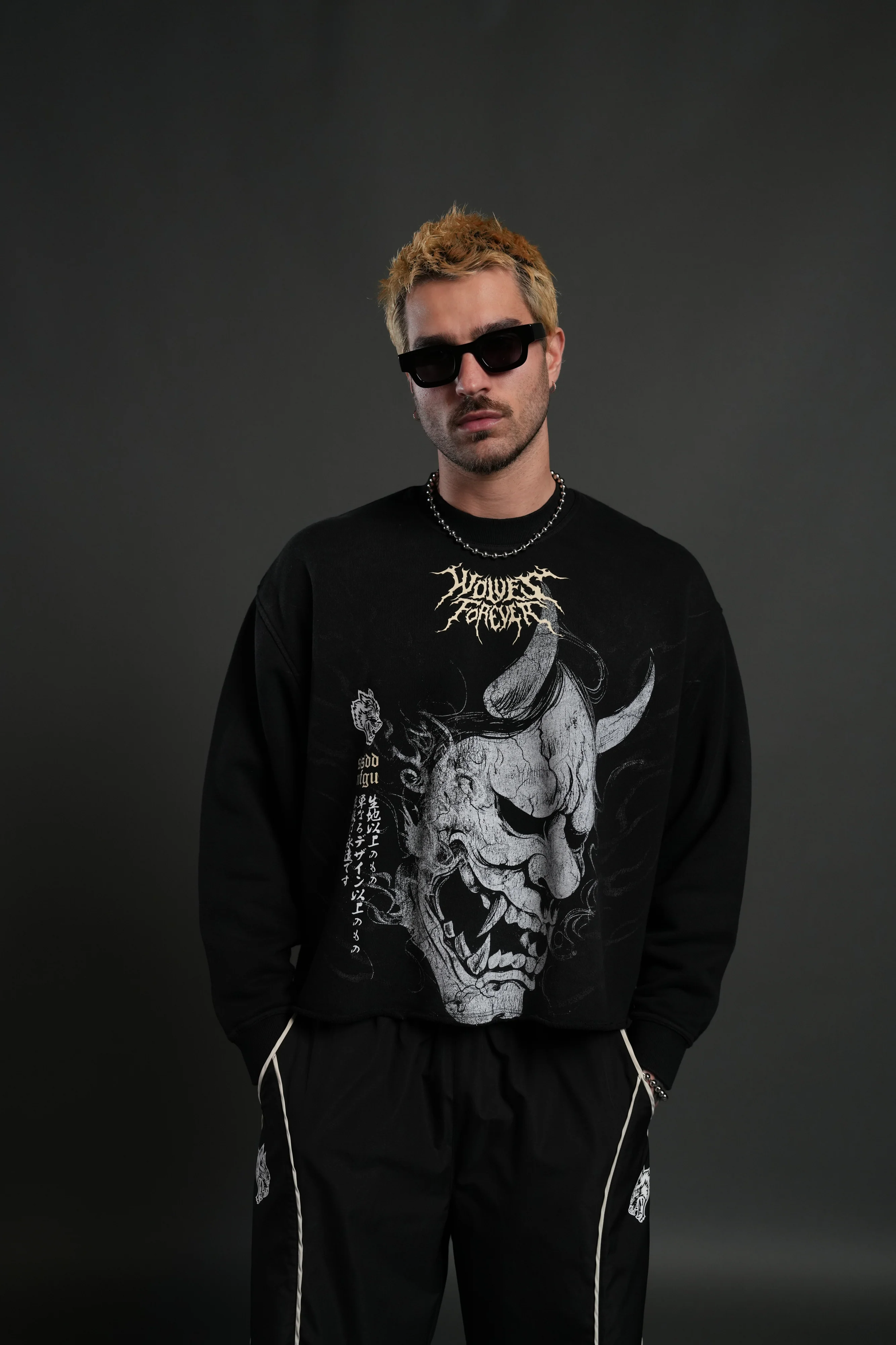 Hannya Inferno Raw Hem "Box Cut" Crewneck in Black Sun Fade - Image 4