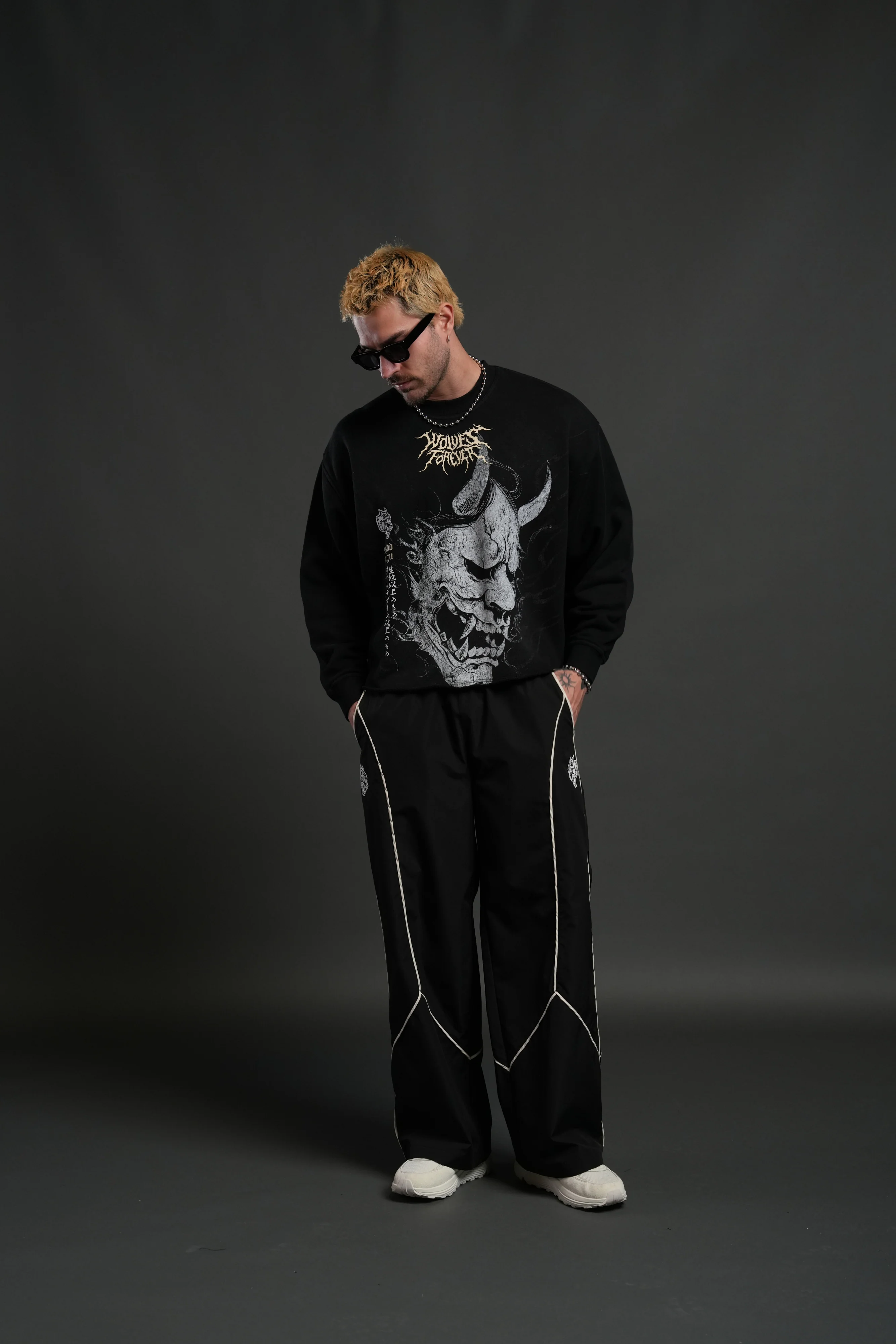 Hannya Inferno Raw Hem "Box Cut" Crewneck in Black Sun Fade - Image 5