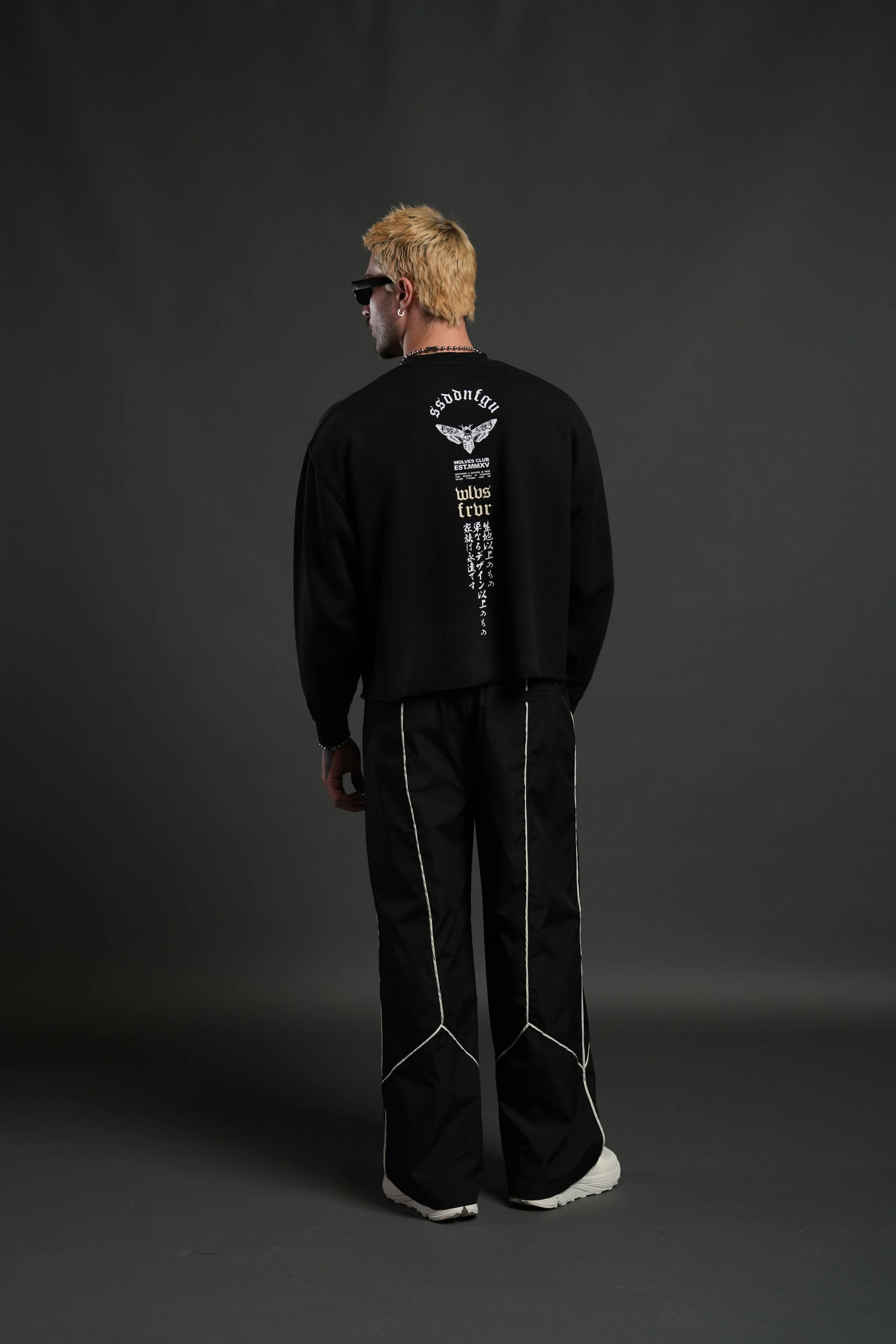 Hannya Inferno Raw Hem "Box Cut" Crewneck in Black Sun Fade - Image 6