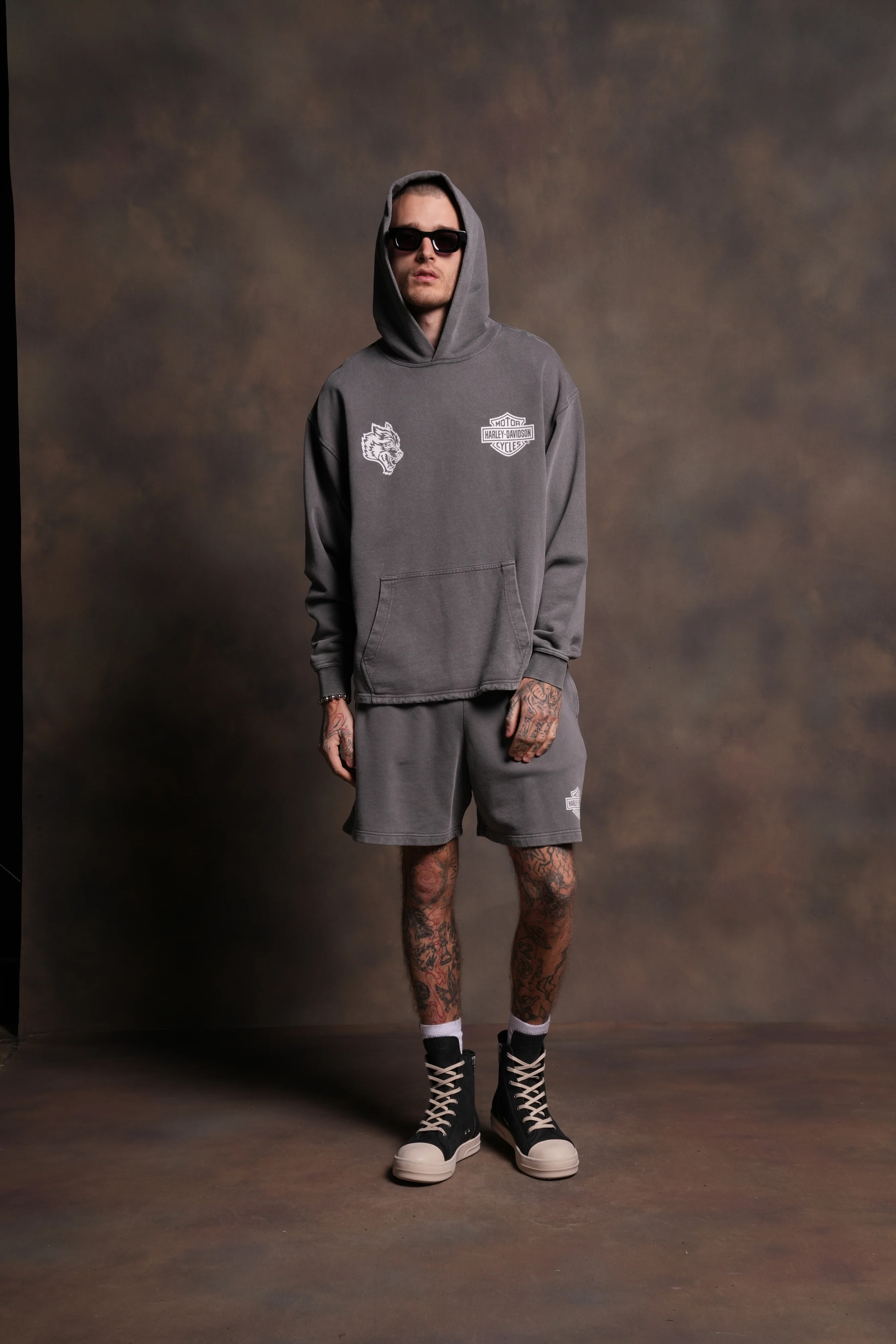 Harley-Davidson Wolves "Moaty" Hoodie in Slate Gray - Image 5