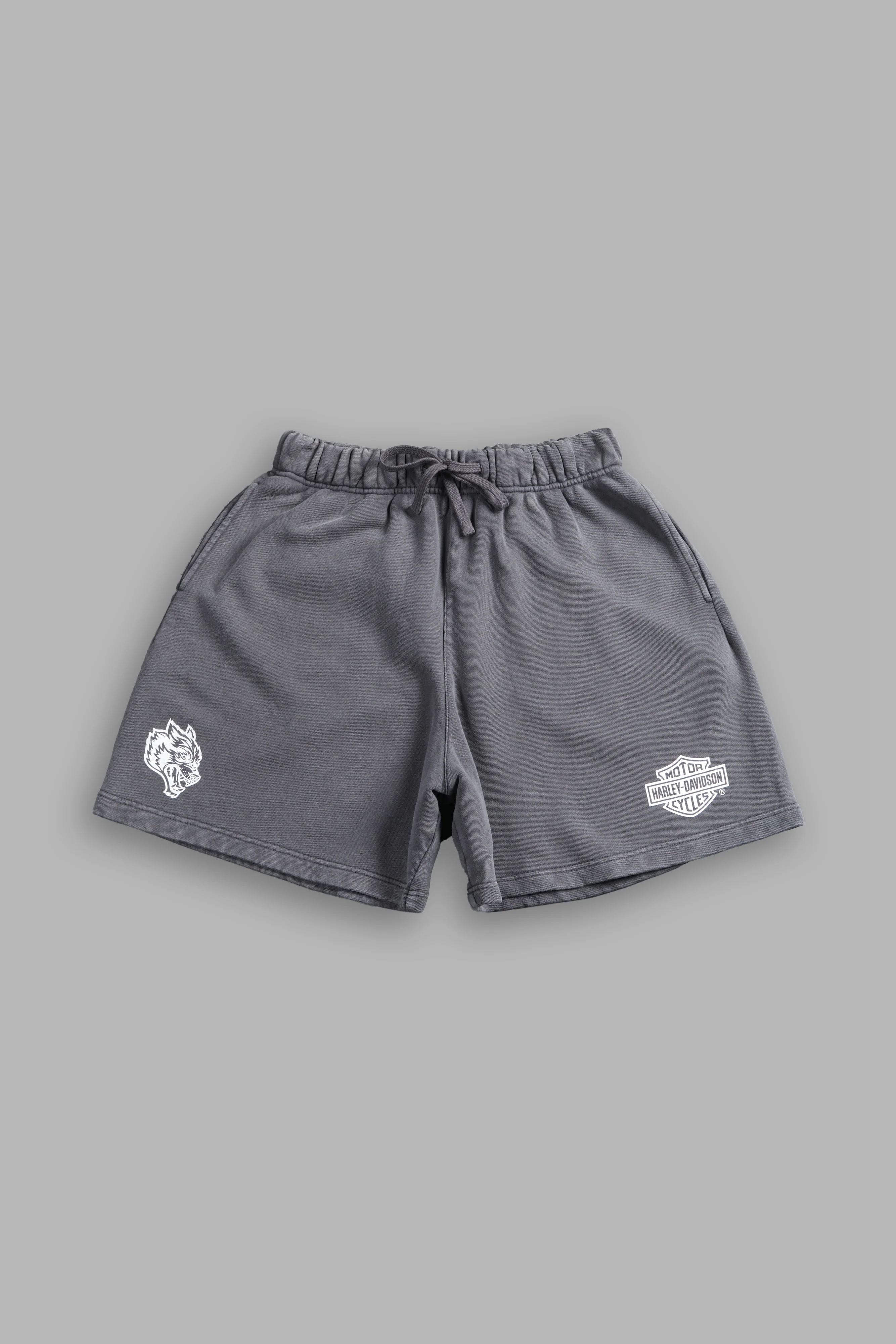 Harley-Davidson Wolves Oversized Post Lounge Sweat Shorts V2 in Slate Gray