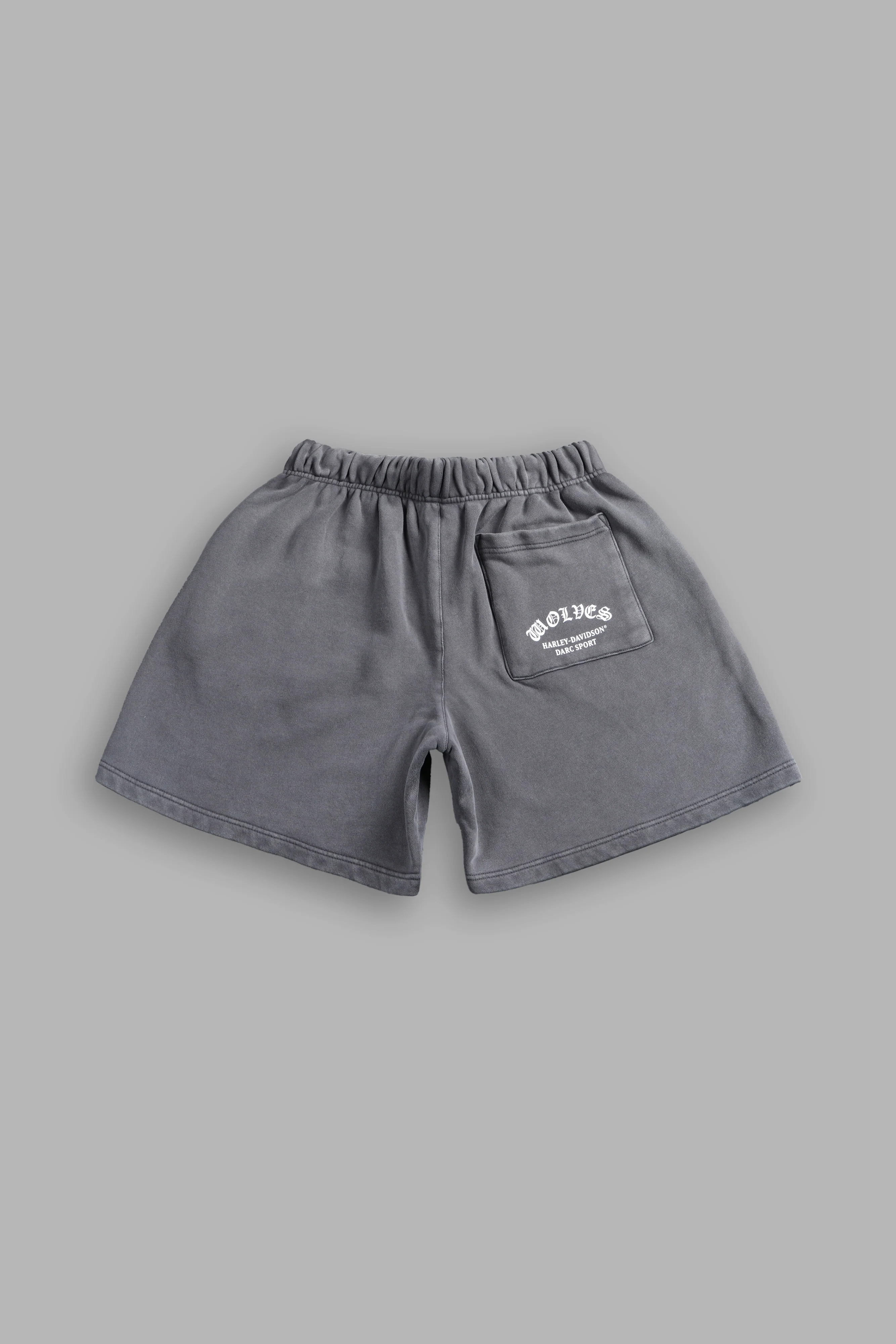 Harley-Davidson Wolves Oversized Post Lounge Sweat Shorts V2 in Slate Gray - Image 3