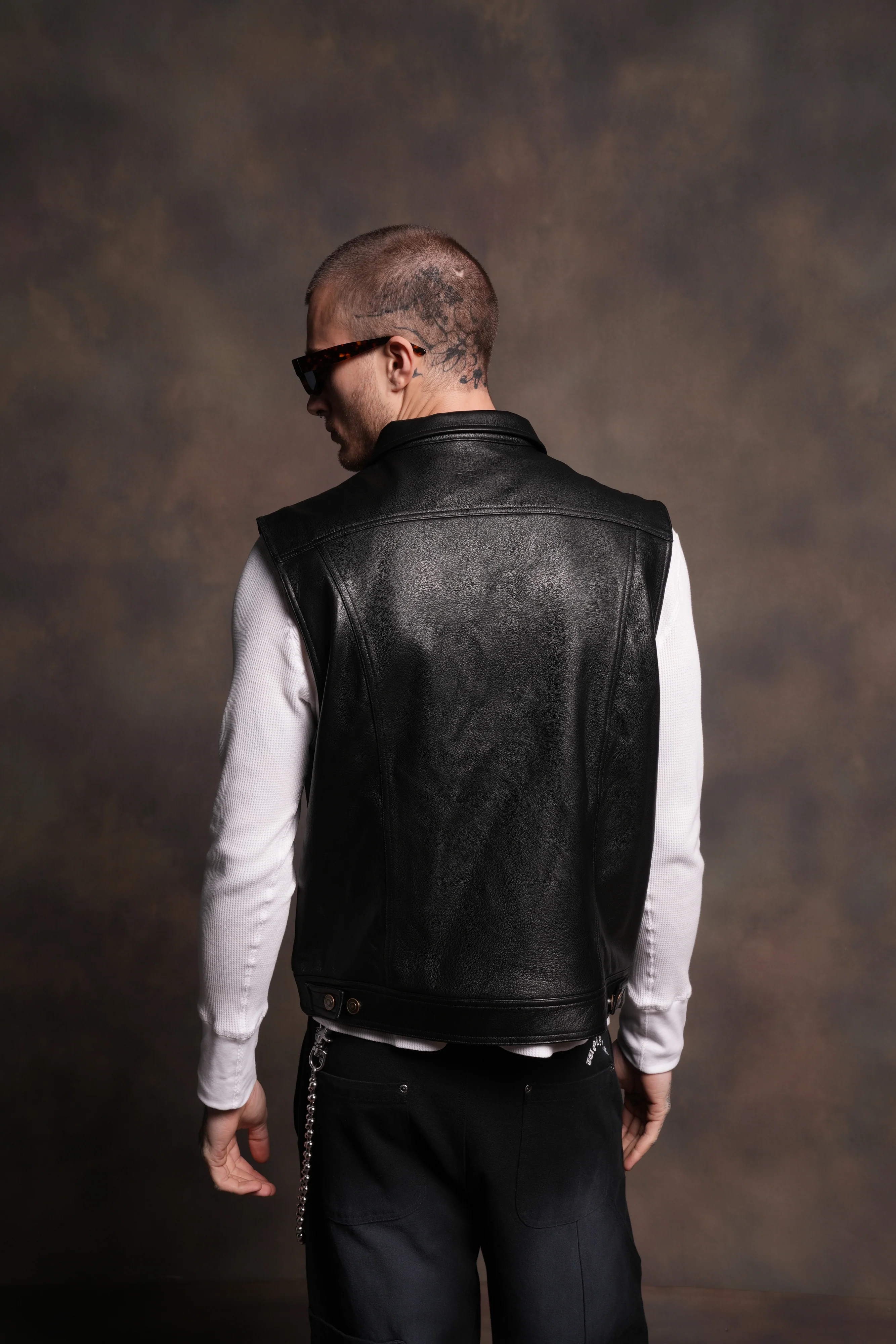 Harley-Davidson Wolves Rowan Genuine Leather Vest in Black - Image 3