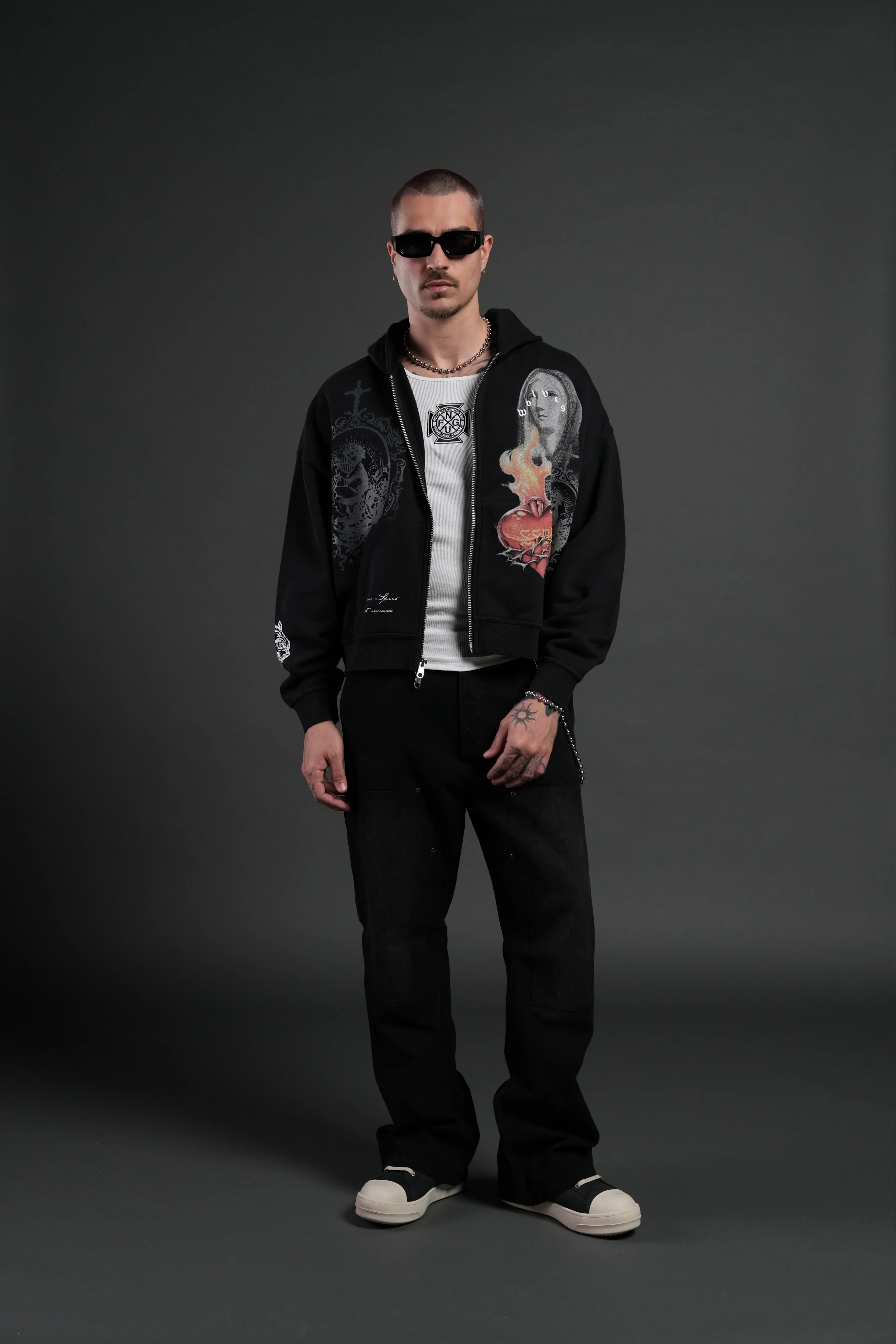 Heart of Thorns Vex Double Zip Hoodie in Black - Image 5