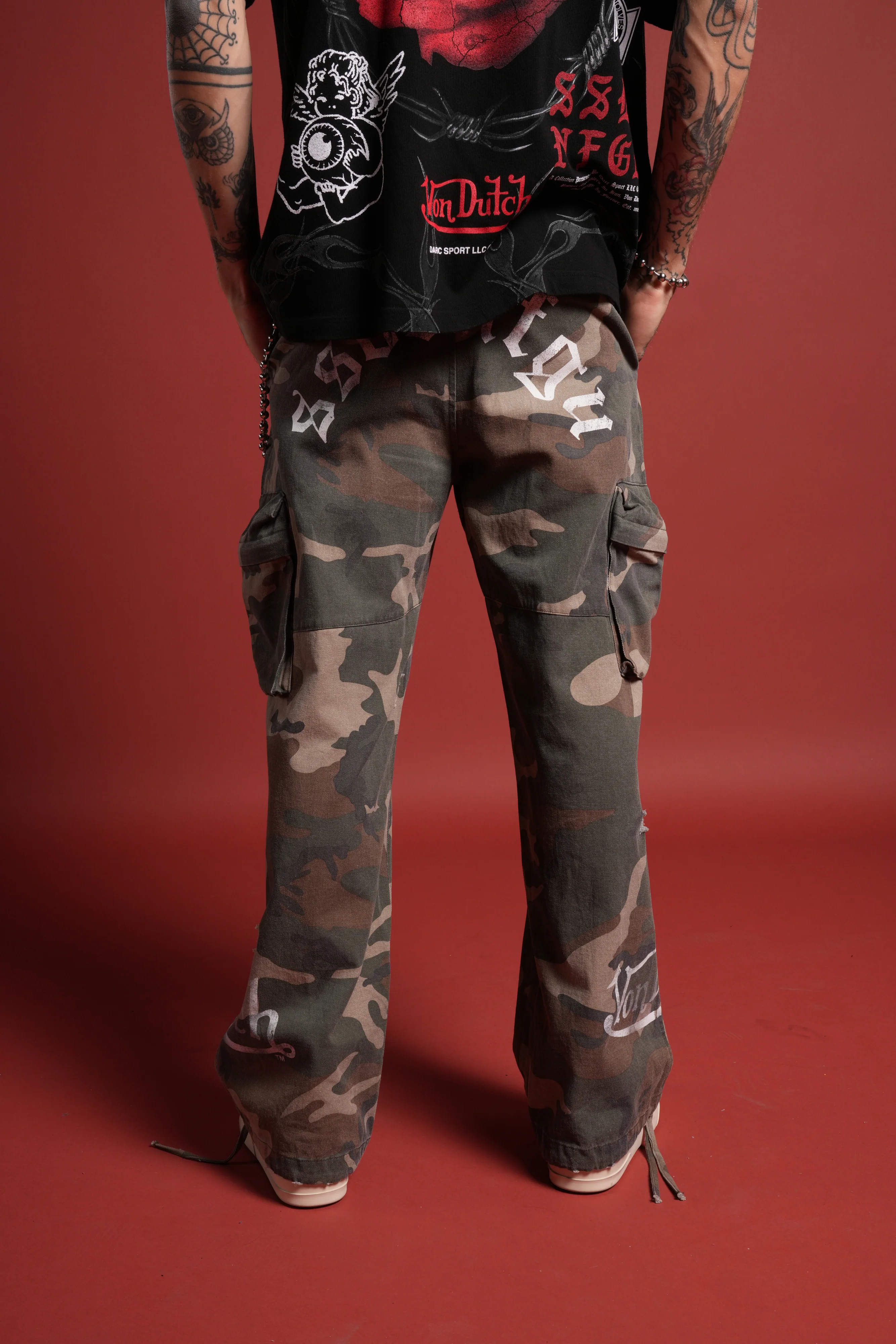 Hellbound Duke Cargo Pants in DSVD Green Camo - Image 4