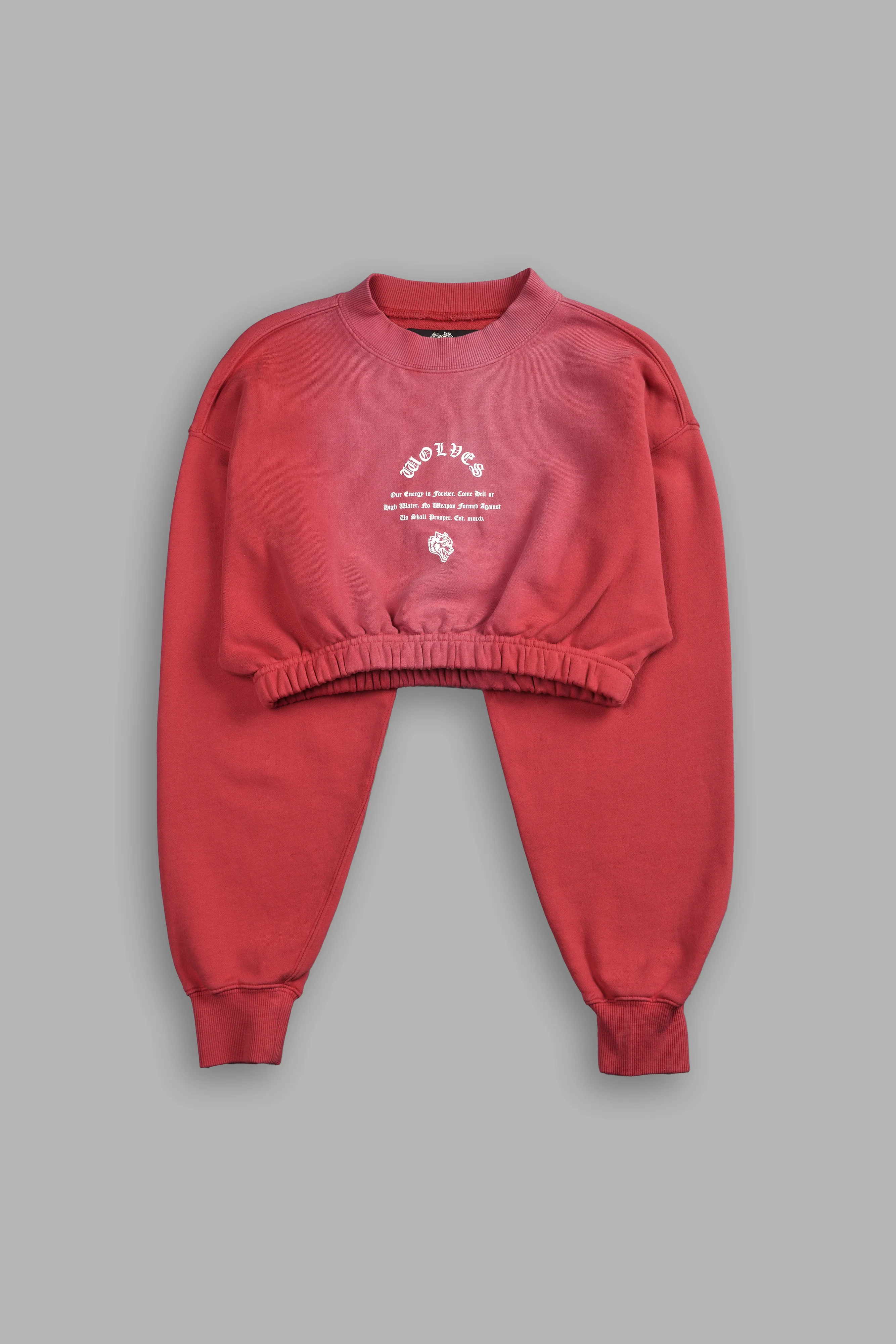Her Darcness "Gwen" (Cropped) Crewneck in Roman Red Tonal Sun Fade - Image 3