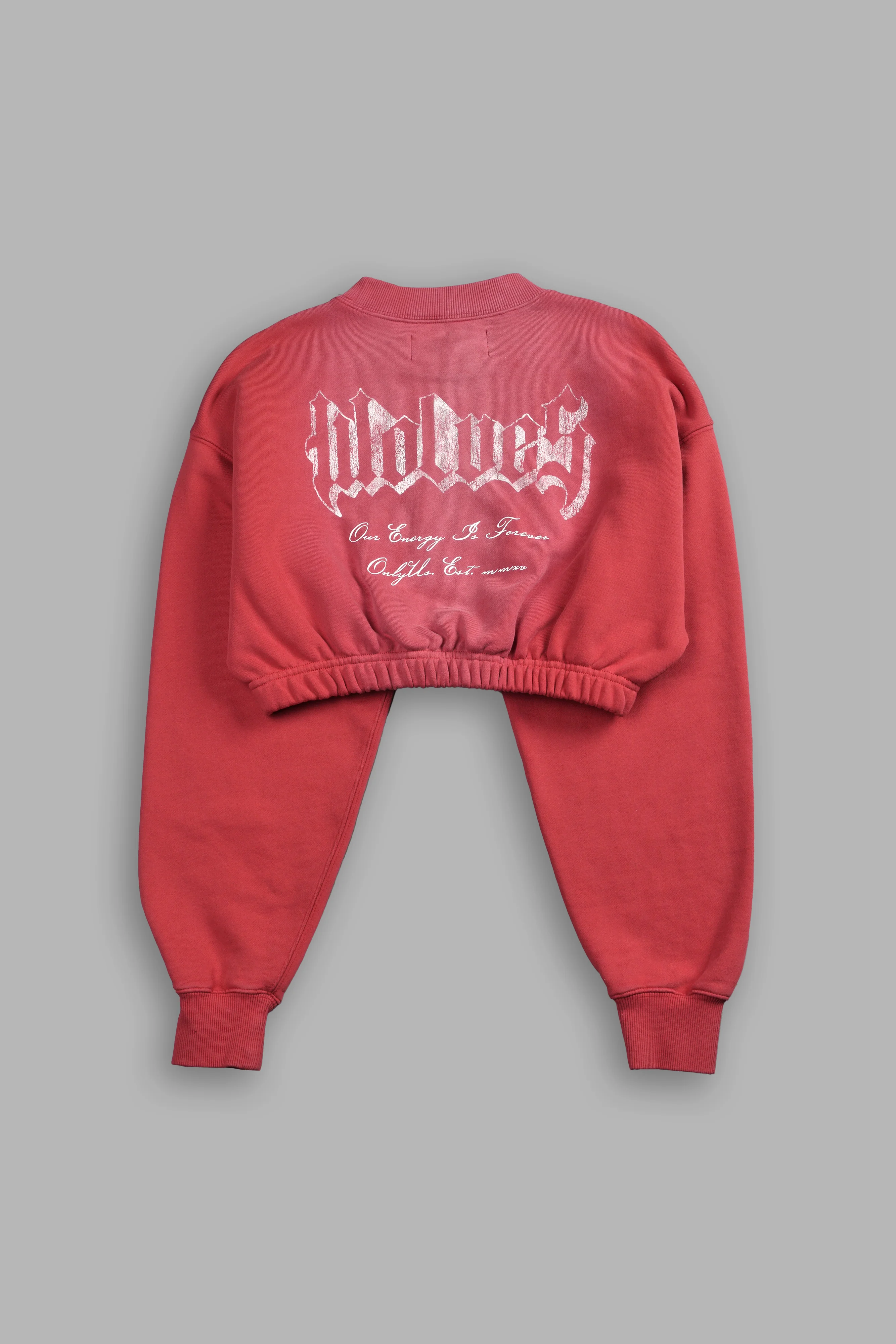 Her Darcness "Gwen" (Cropped) Crewneck in Roman Red Tonal Sun Fade - Image 4