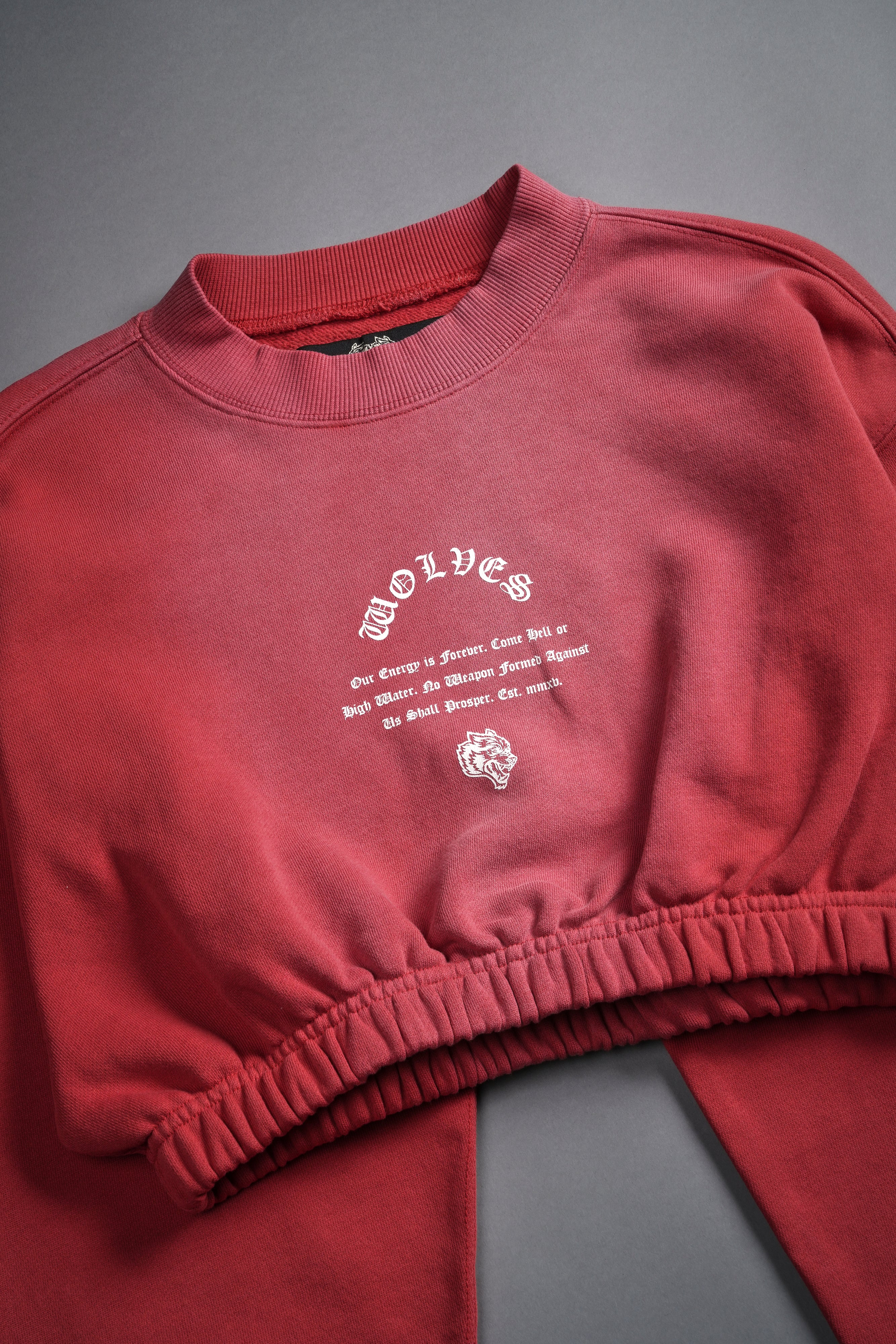 Her Darcness "Gwen" (Cropped) Crewneck in Roman Red Tonal Sun Fade - Image 7