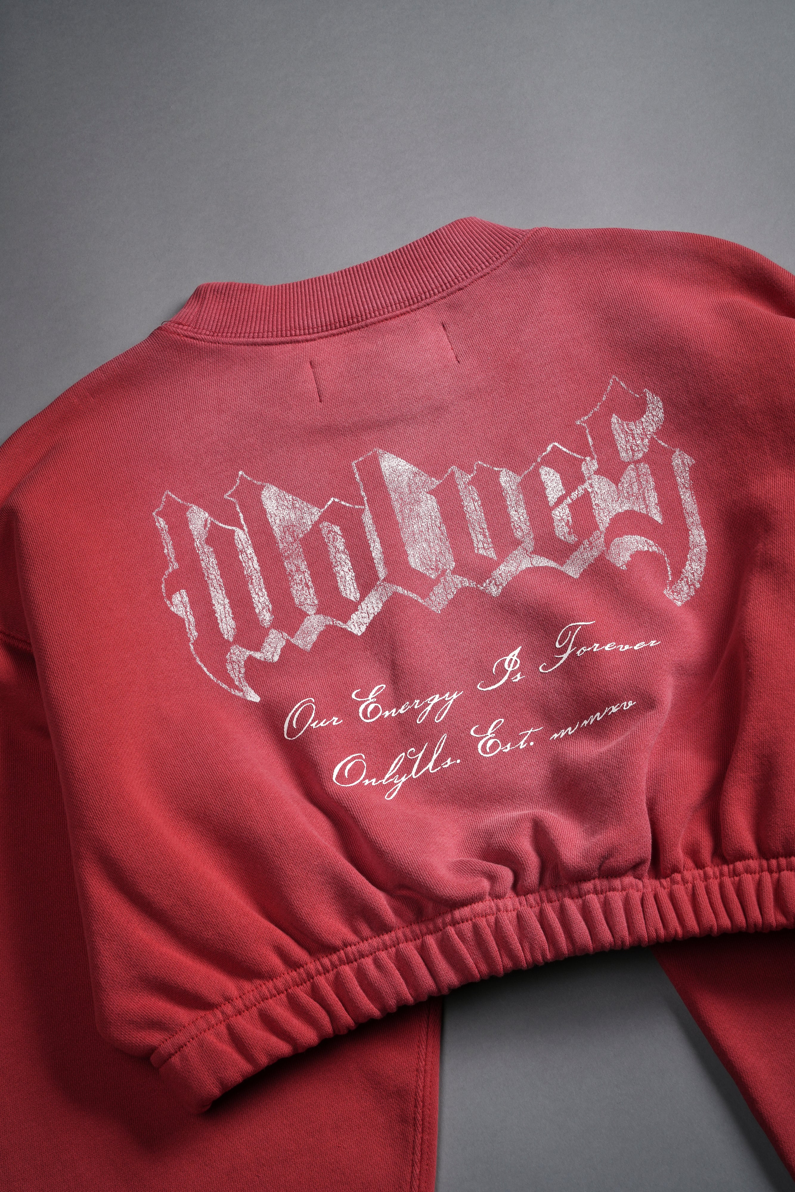 Her Darcness "Gwen" (Cropped) Crewneck in Roman Red Tonal Sun Fade - Image 9