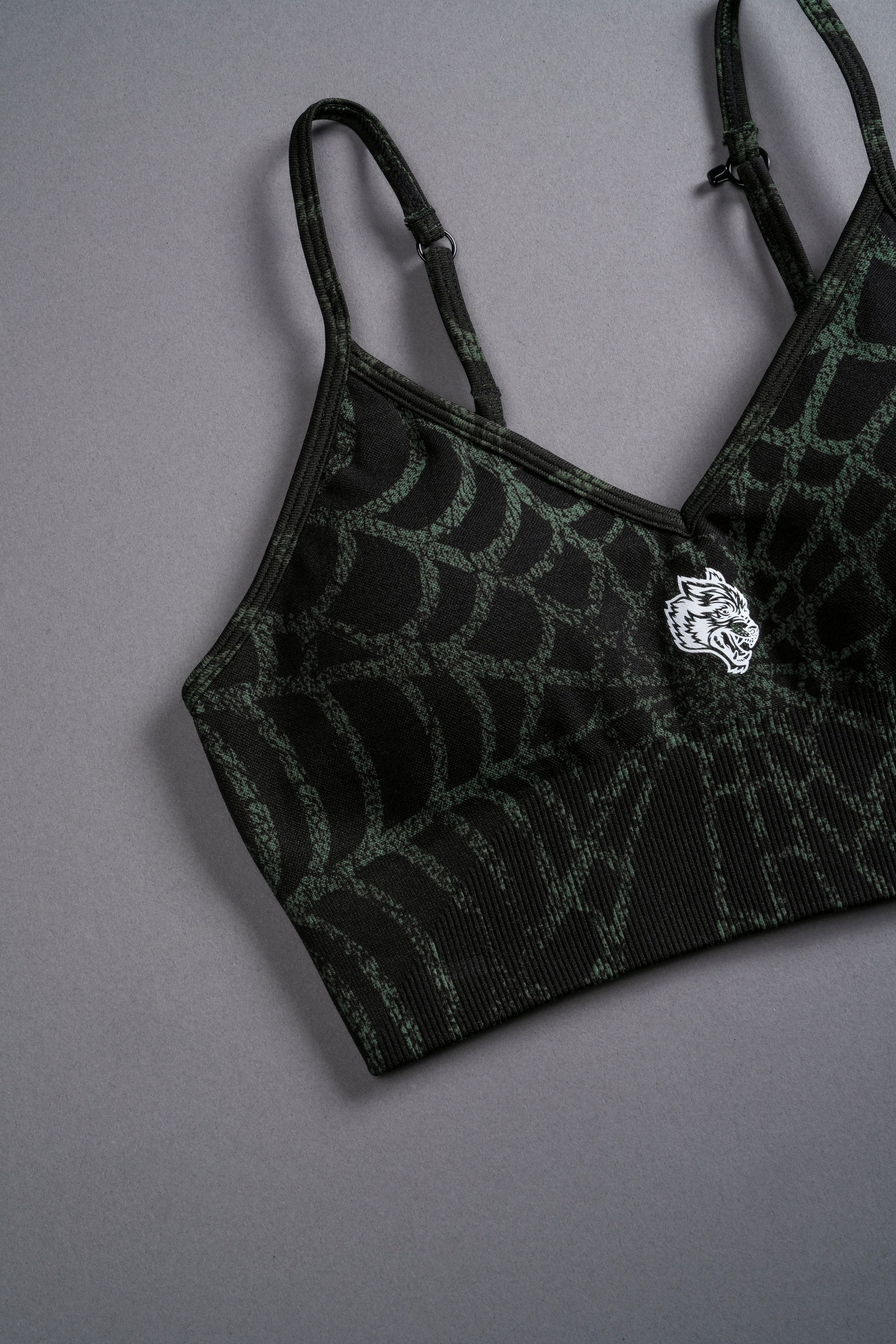 Hesh "Everson Seamless" Sports Bra in Black/Green Symbiote Web - Image 8