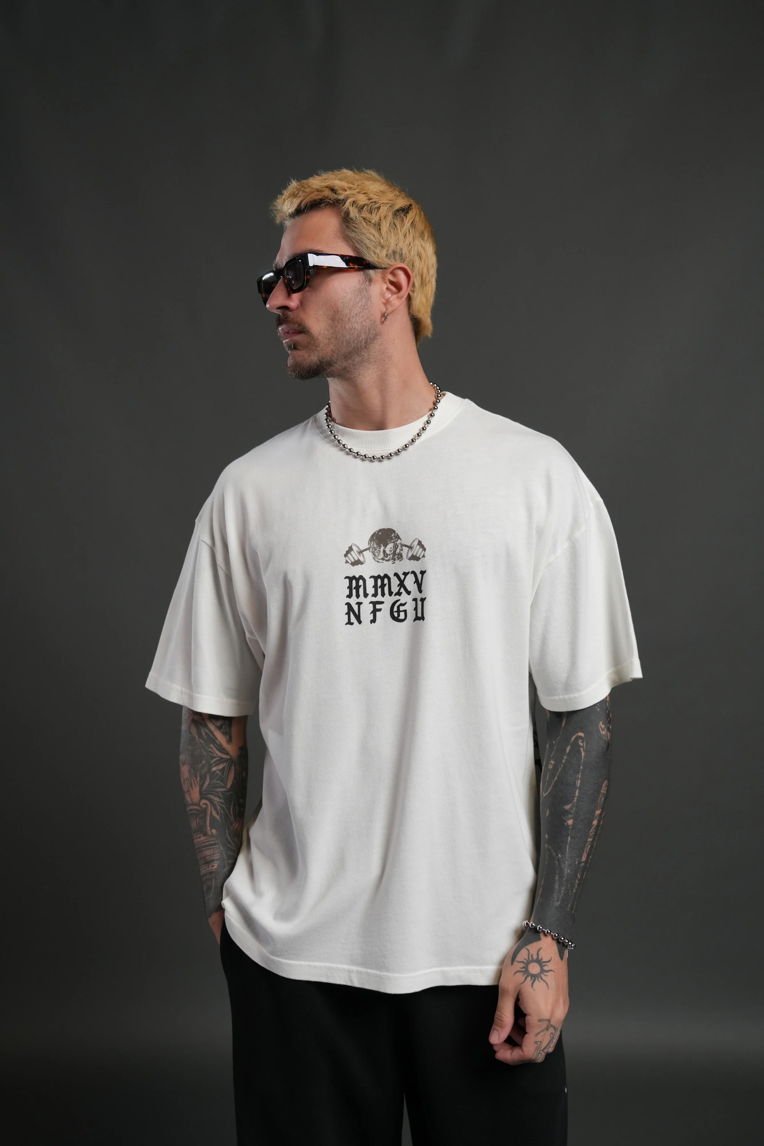 Hollow Virtue "Premium" Oversized Tee in Cream - Image 2