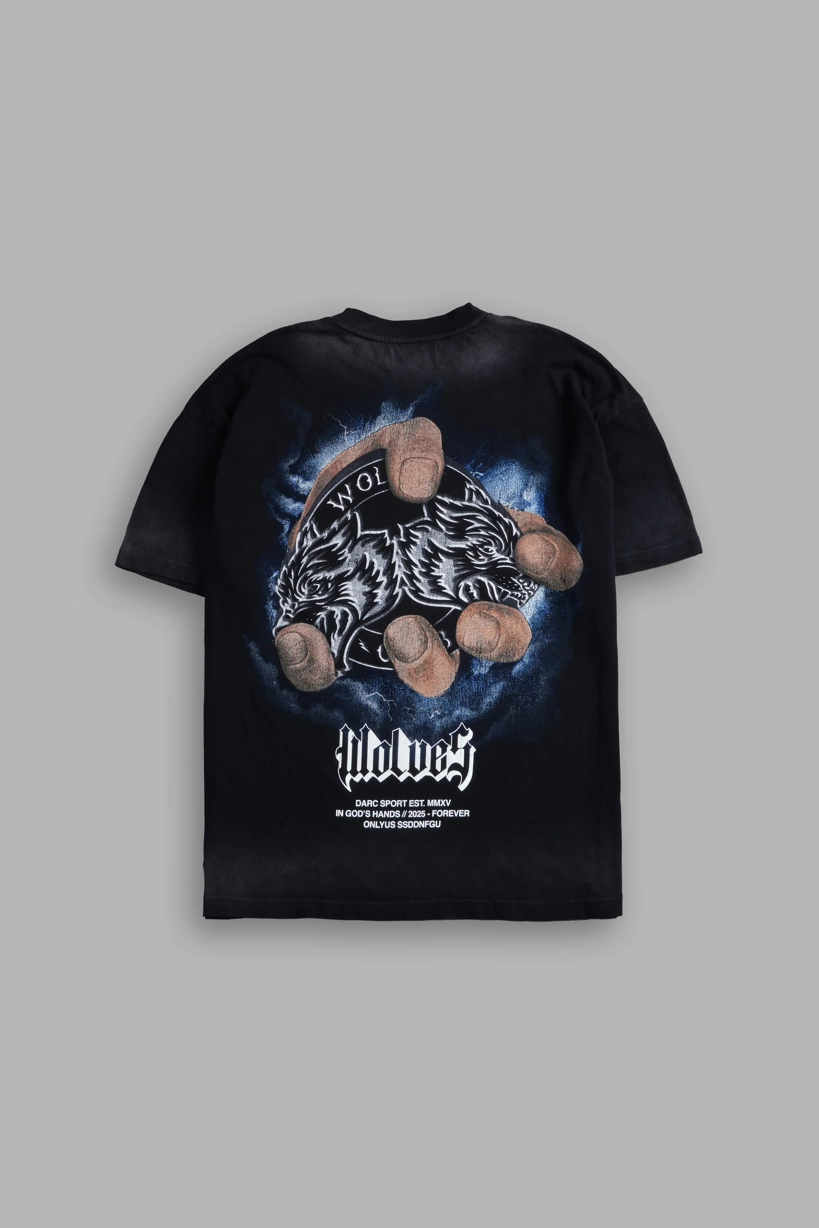 In God's Hands "Premium" Oversized Tee in Black Drift Wash