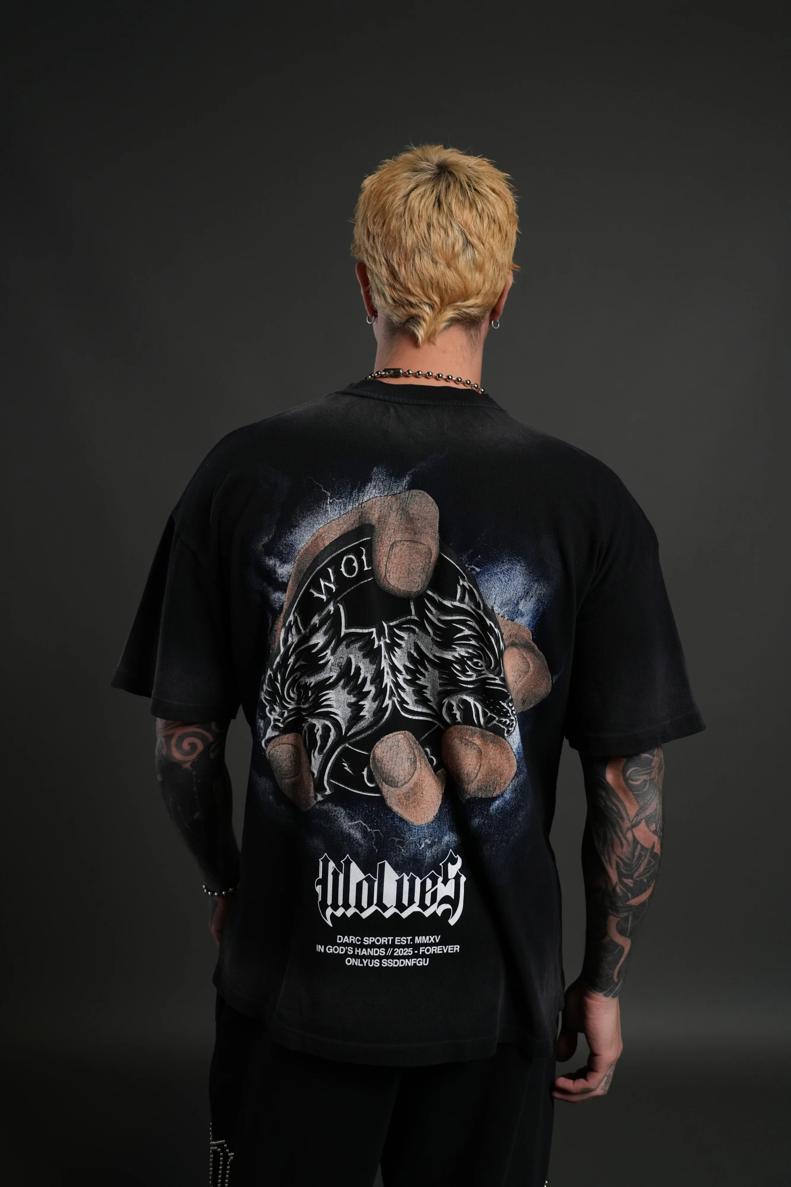 In God's Hands "Premium" Oversized Tee in Black Drift Wash - Image 4