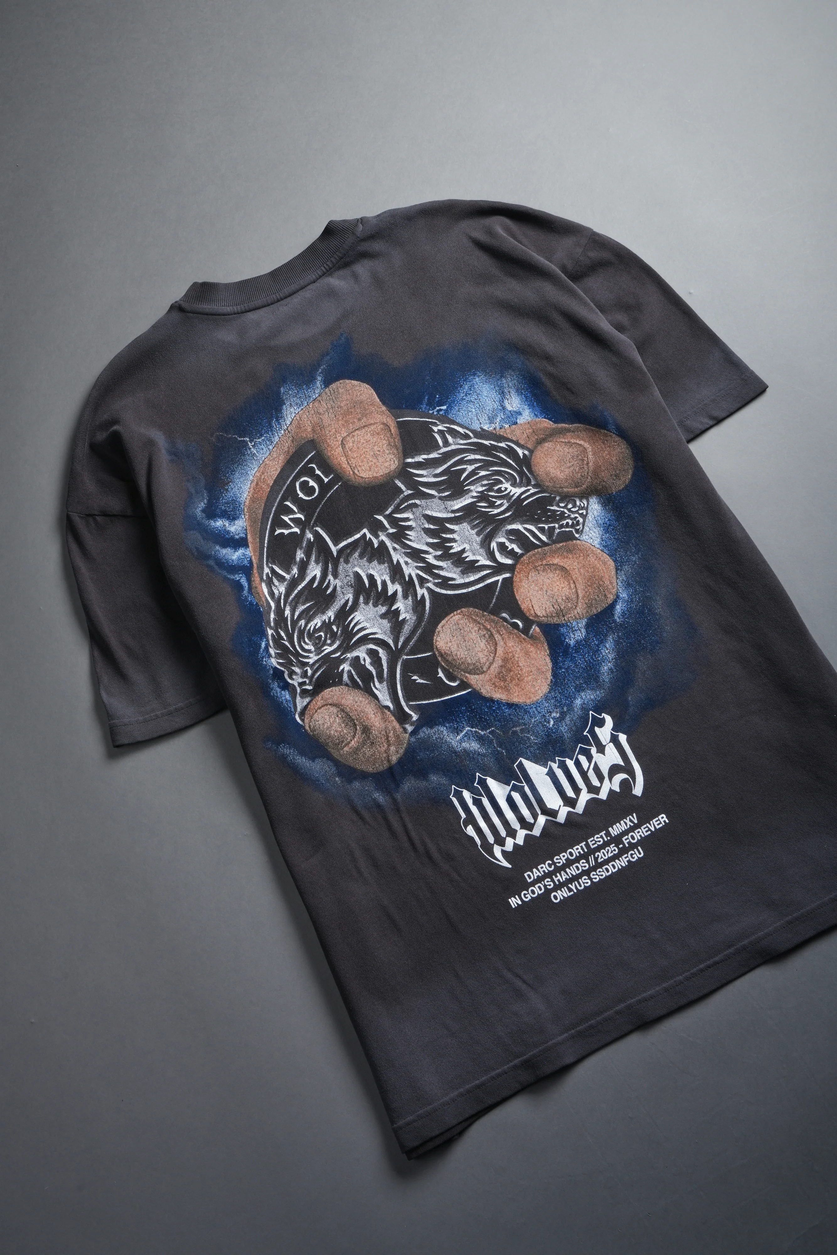 In God's Hands "Premium" Oversized Tee in Wolf Gray Drift Wash - Image 8