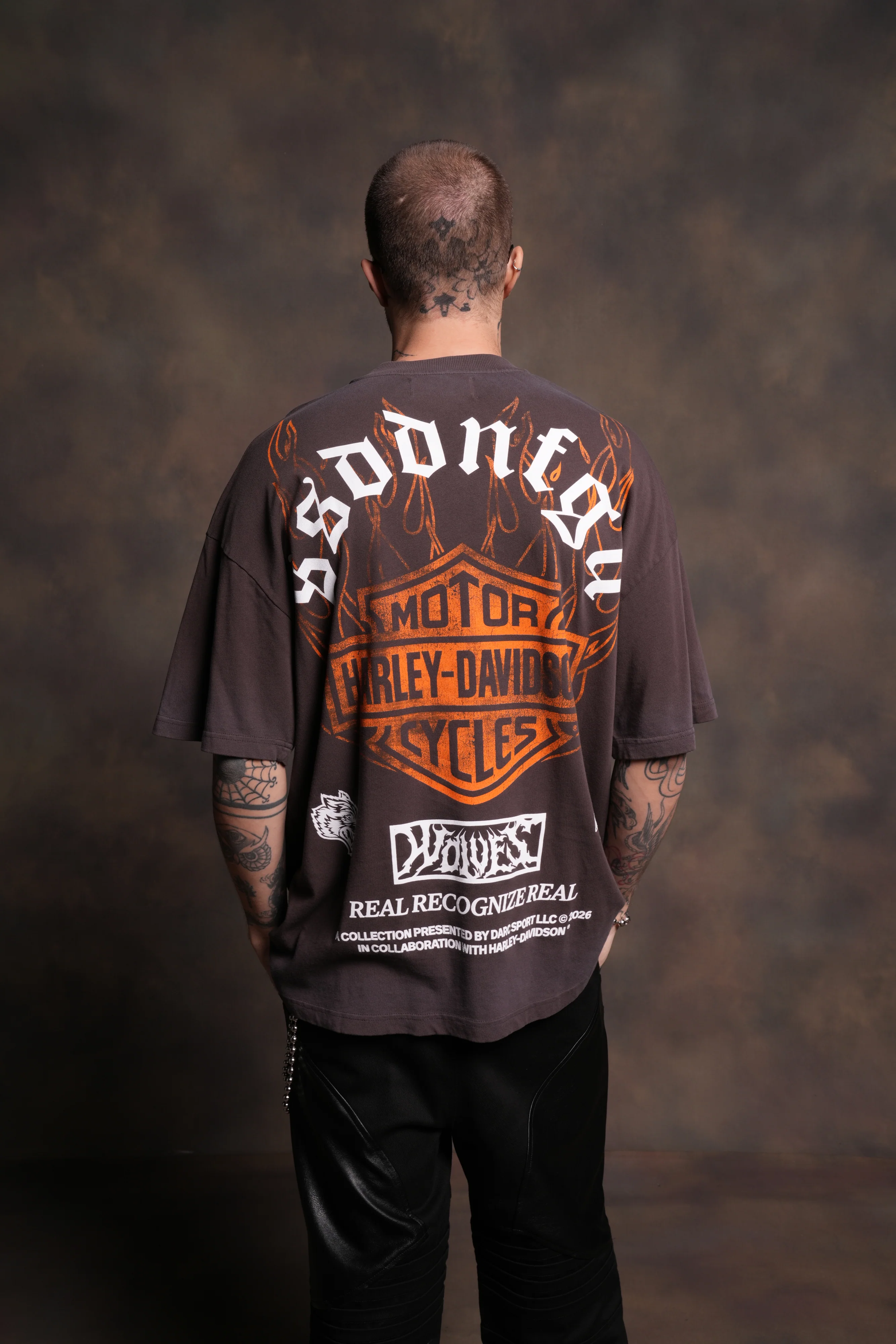 Inferno Wolf "Premium" Oversized Tee in Darc Brown Drift Wash - Image 2