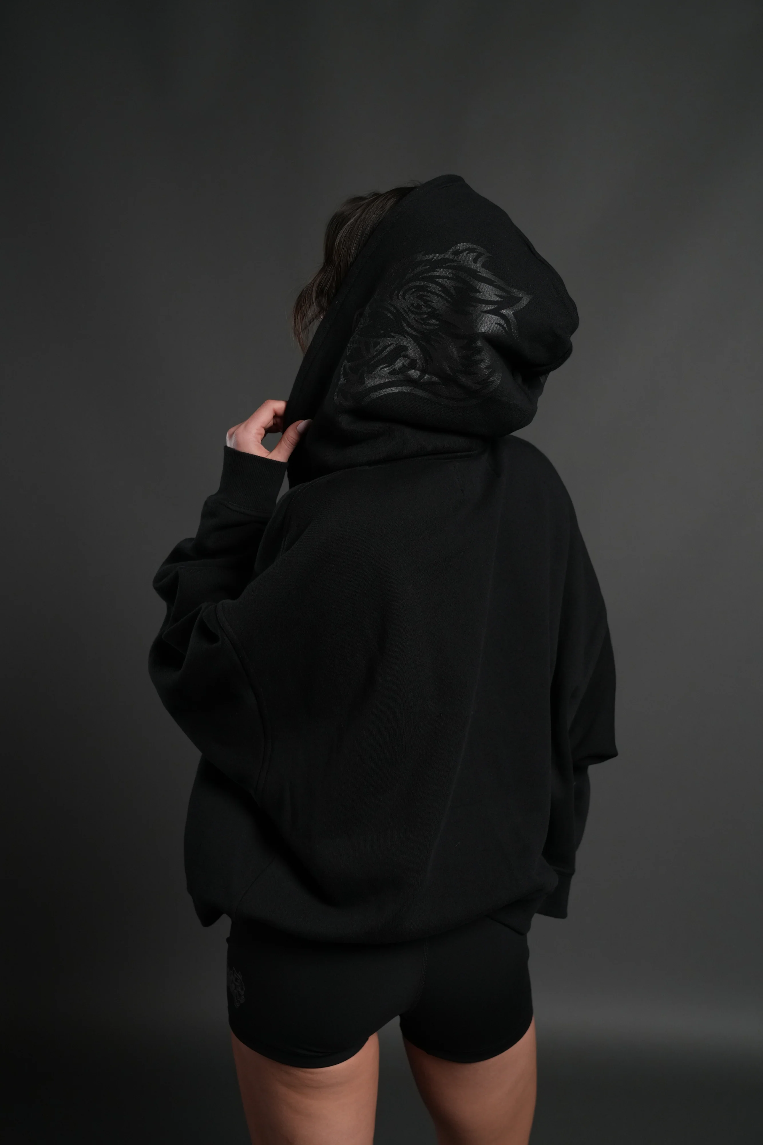 Inner Wolf Vex Double Zip Hoodie in Black - Image 6