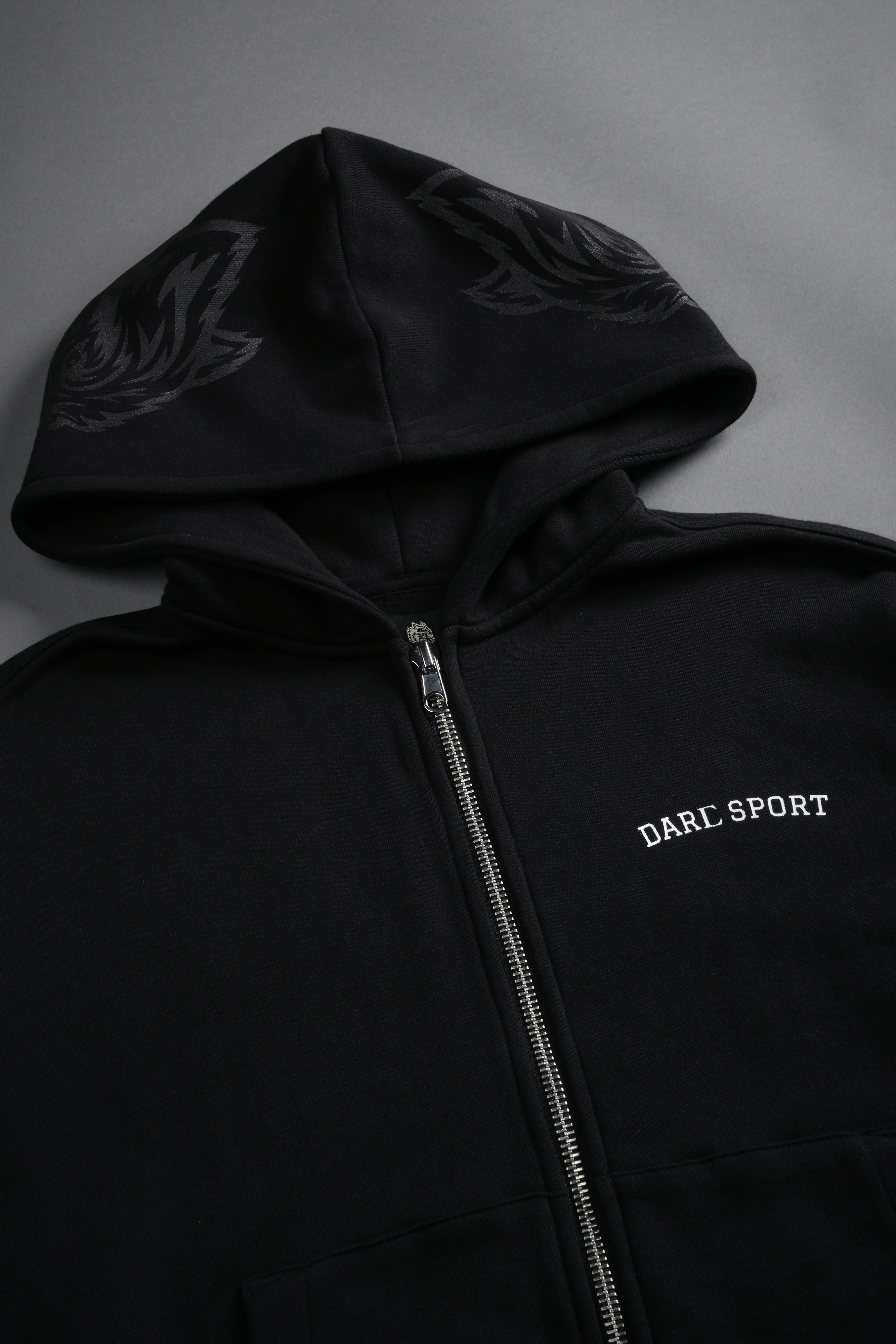 Inner Wolf Vex Double Zip Hoodie in Black - Image 7