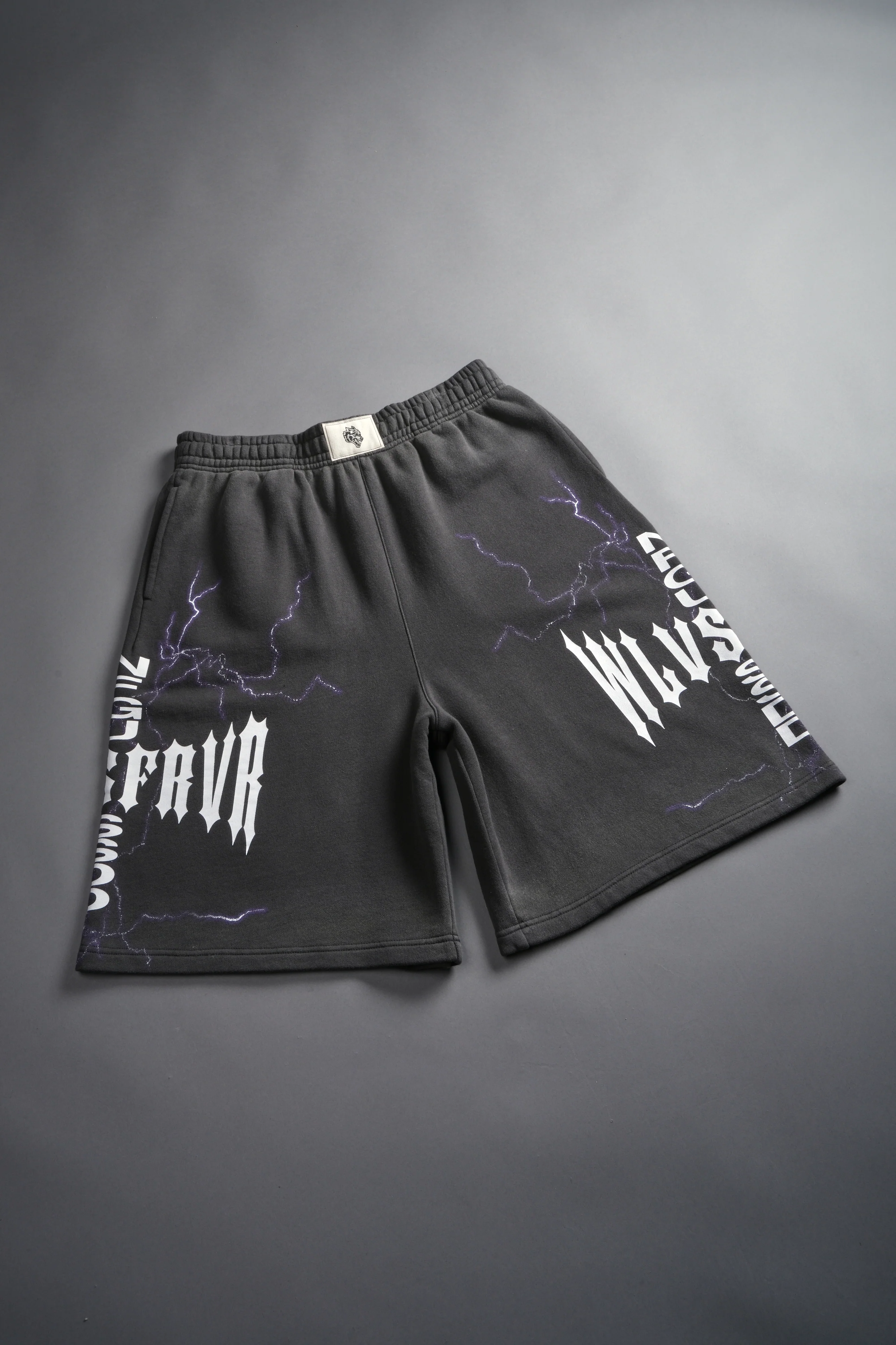 Iron Code Oversized Osiris Sweat Shorts in Wolf Gray Drift Wash - Image 6