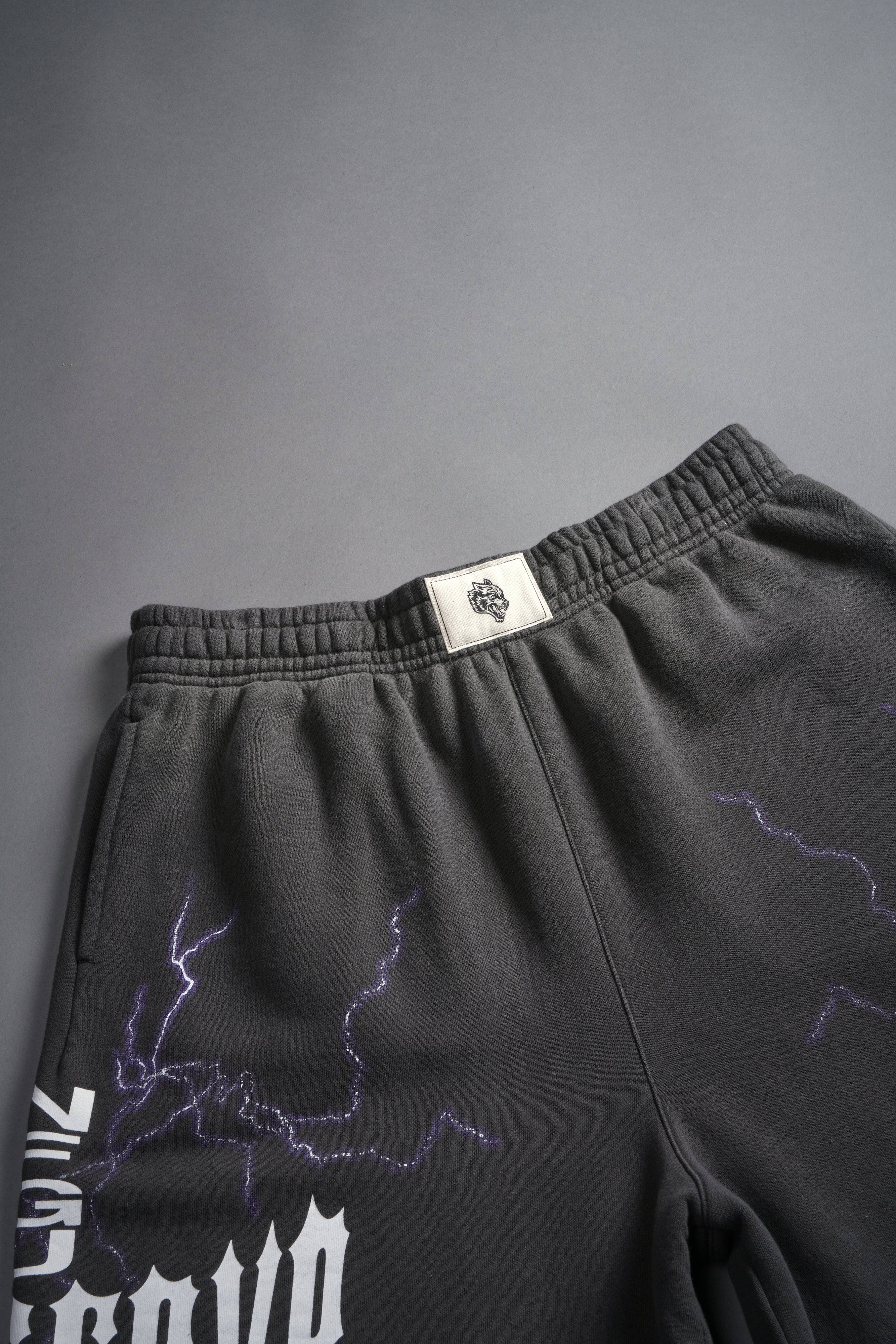 Iron Code Oversized Osiris Sweat Shorts in Wolf Gray Drift Wash - Image 7