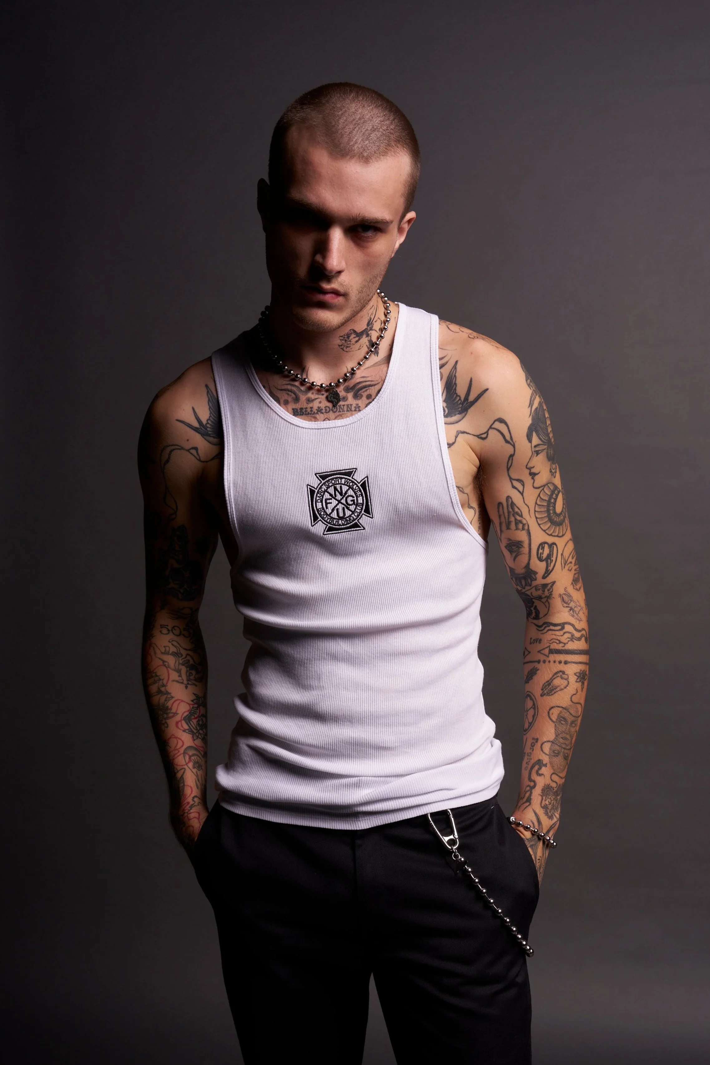 Iron Cross "Ribbed" Tank in White - Image 2