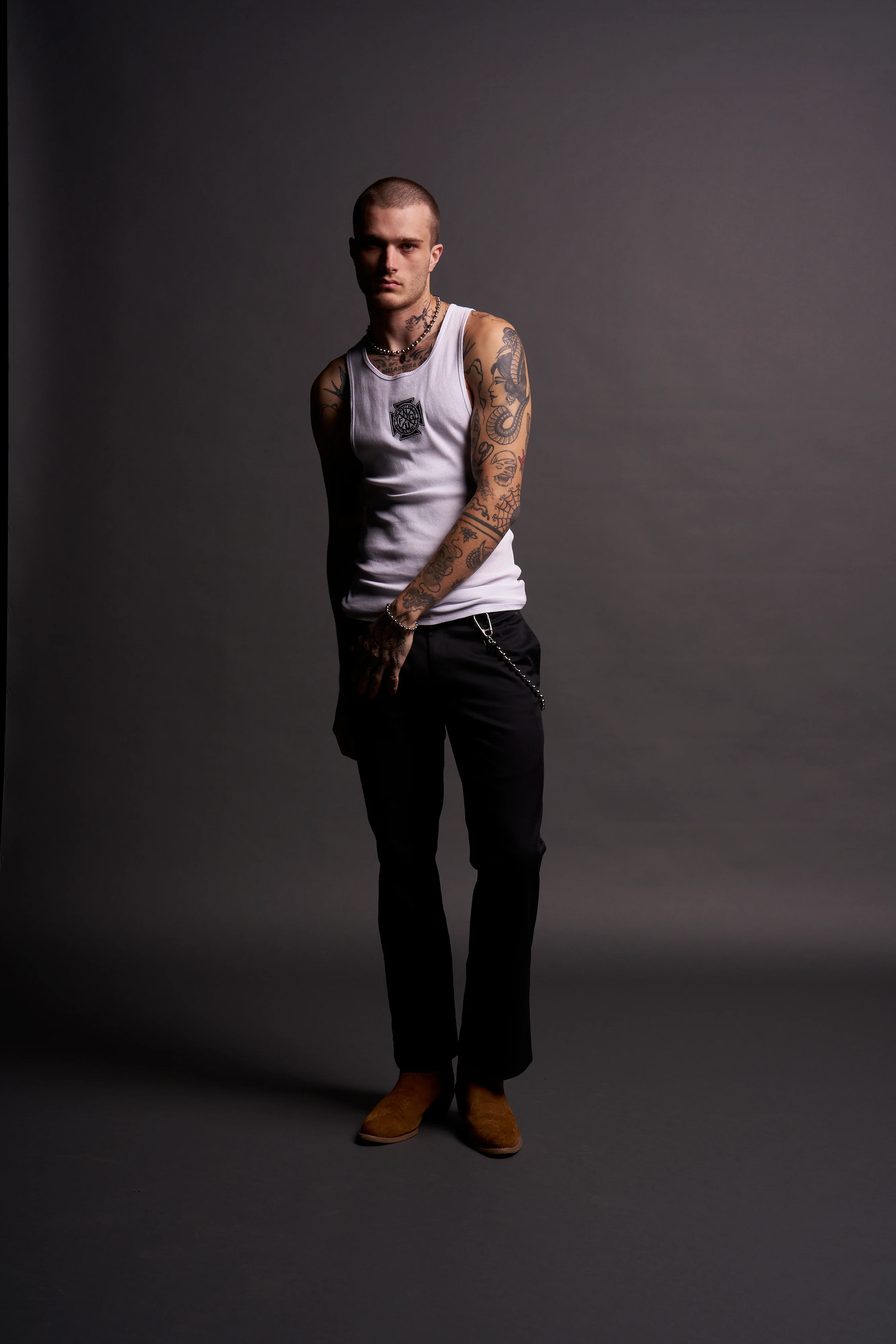 Iron Cross "Ribbed" Tank in White - Image 4