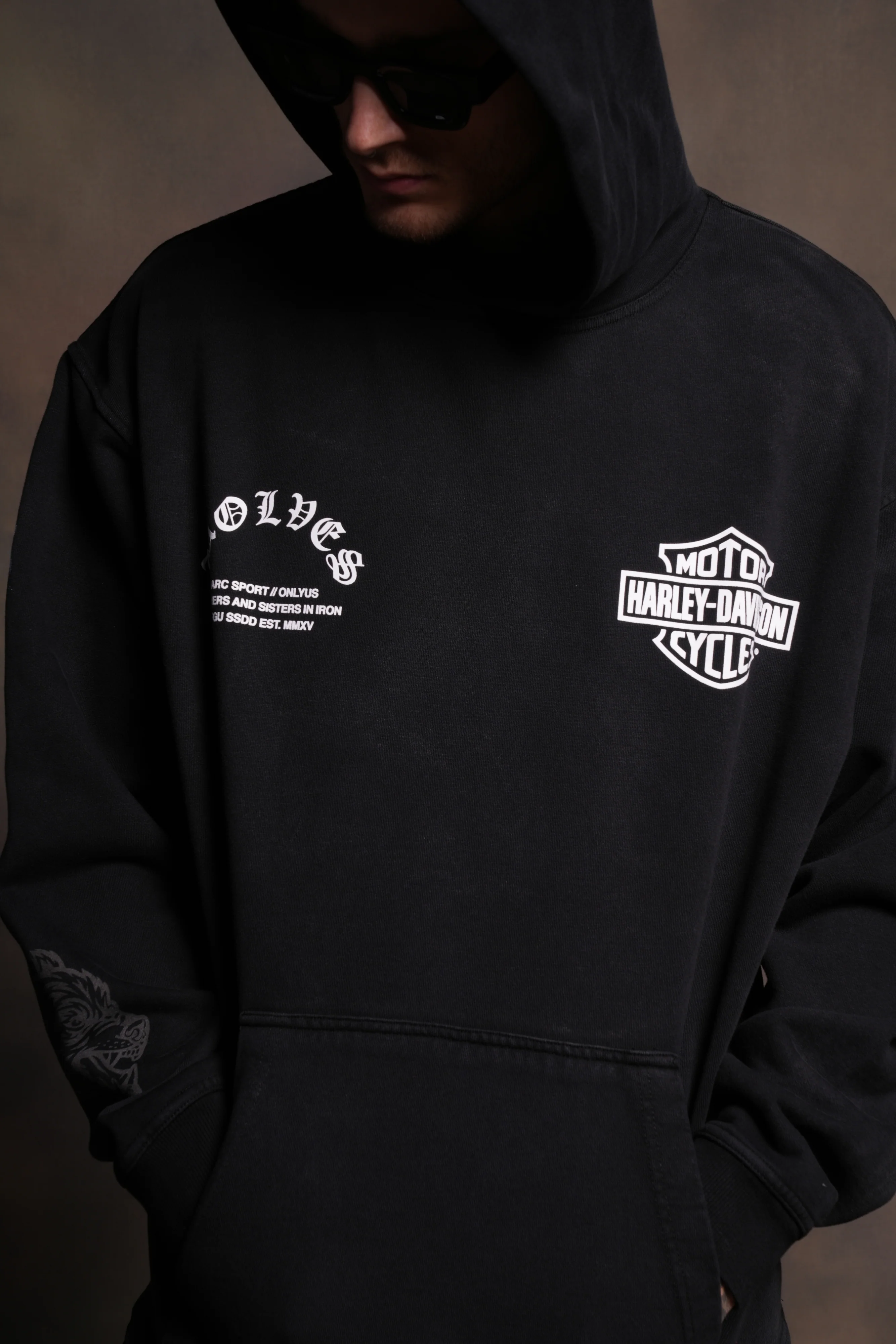 Iron Lightning "Moaty" Hoodie in Black Drift Wash - Image 7