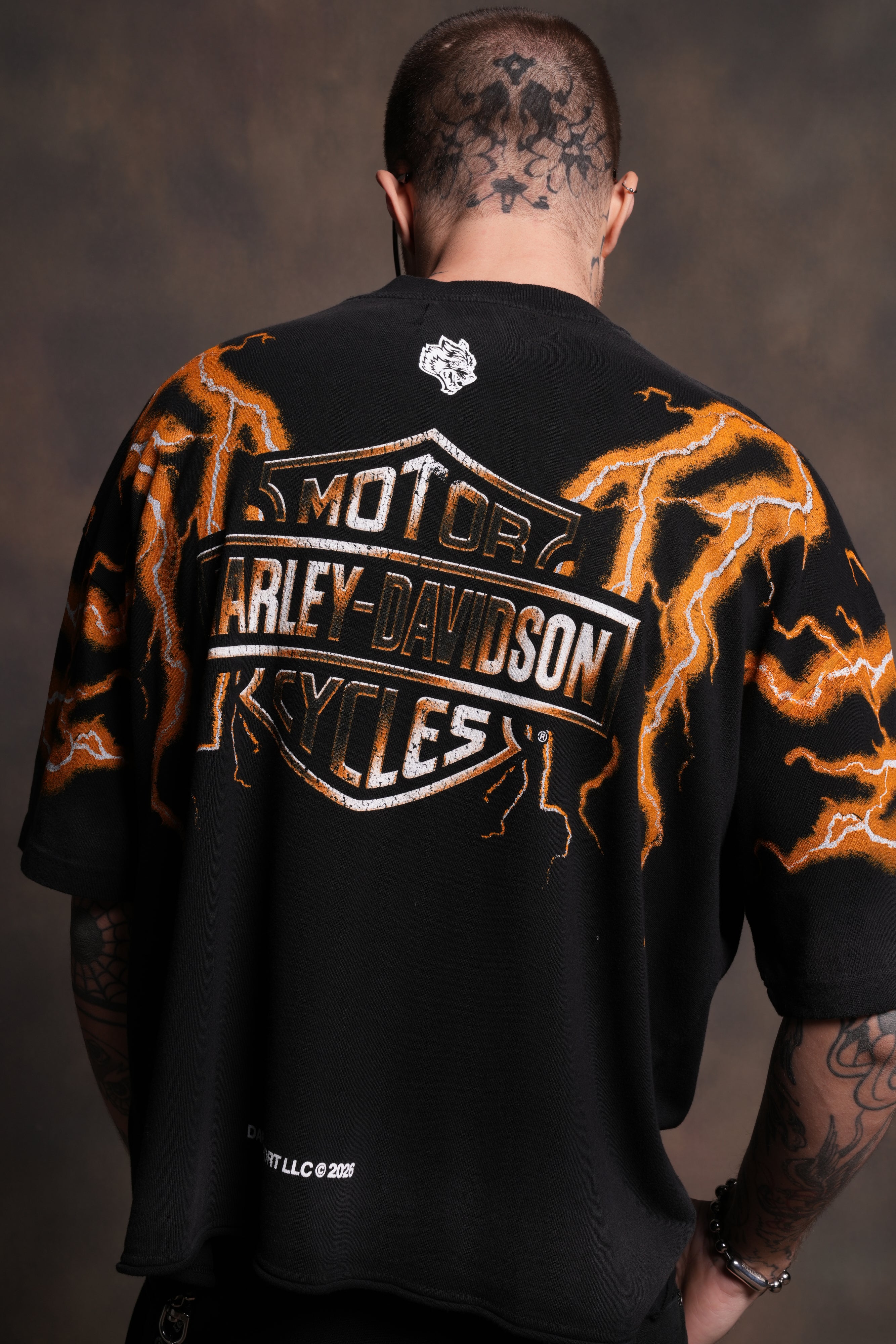 Iron Lightning Premium Unisex Raw Hem "Box Cut" Tee in Black Sun Fade - Image 6