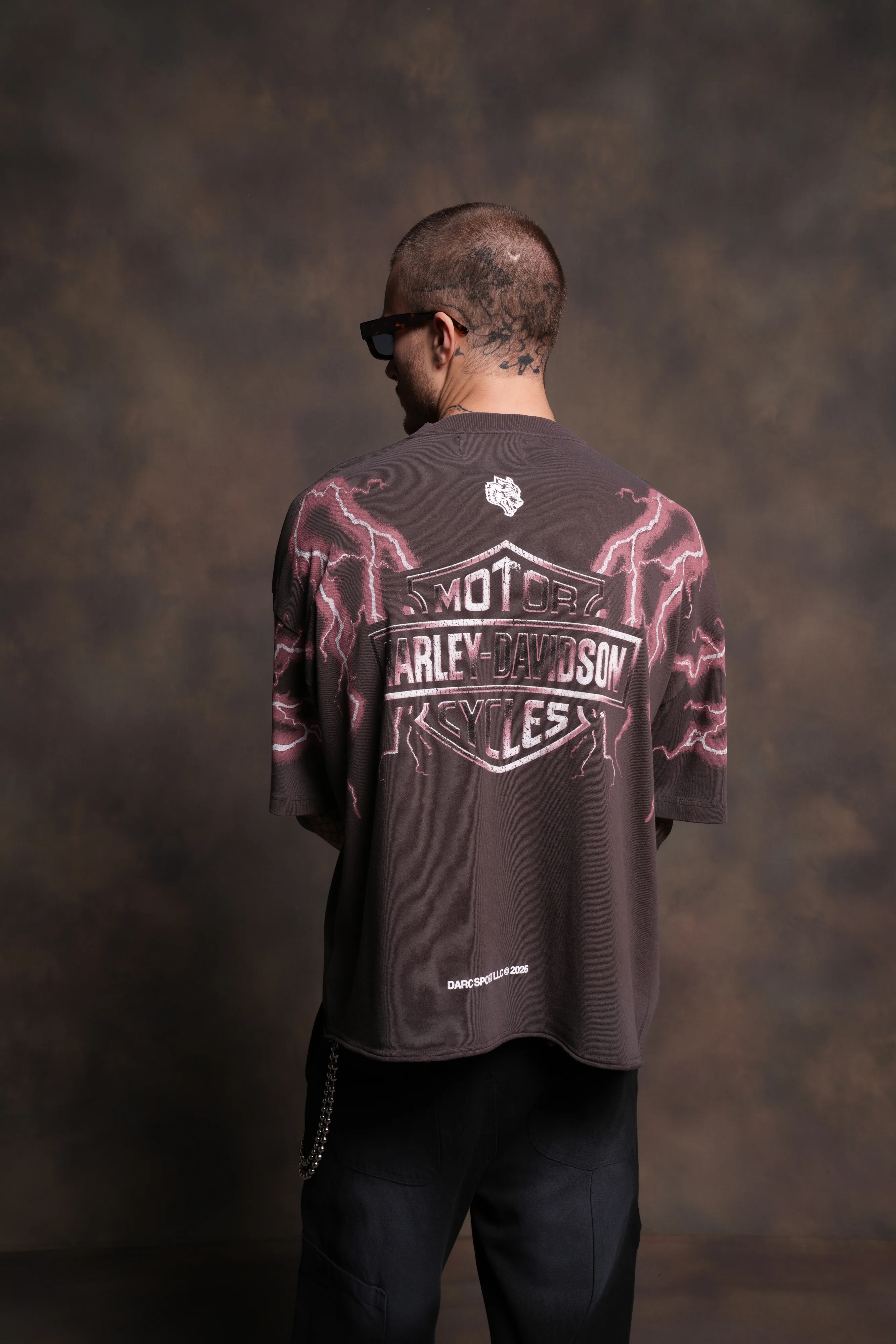 Iron Lightning Premium Unisex Raw Hem "Box Cut" Tee in Darc Brown Drift Wash - Image 4