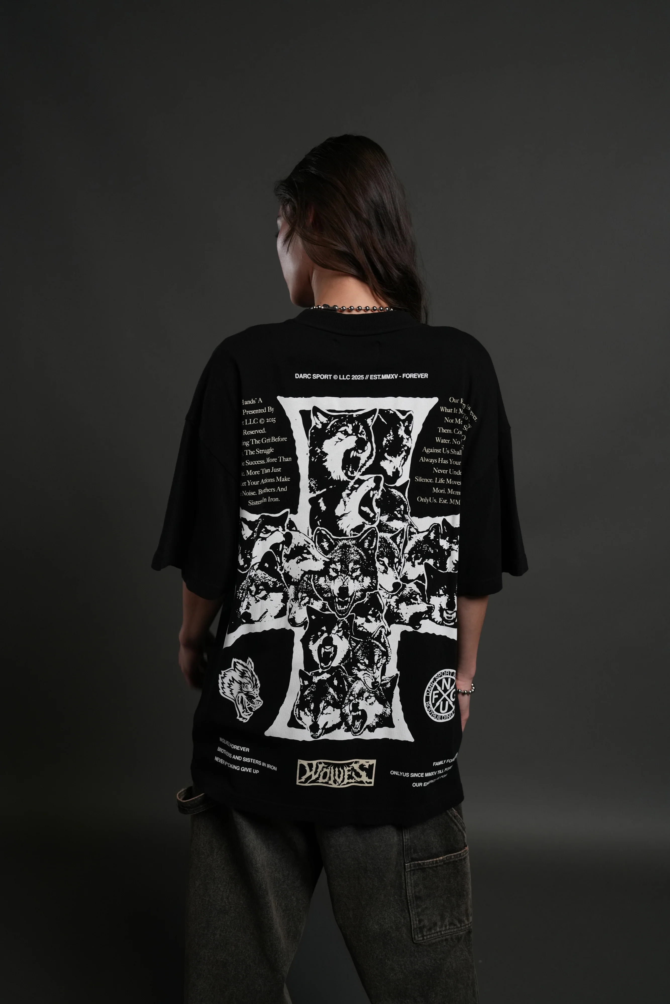 Iron Wolf Pack "Premium" Oversized Tee in Black - Image 10