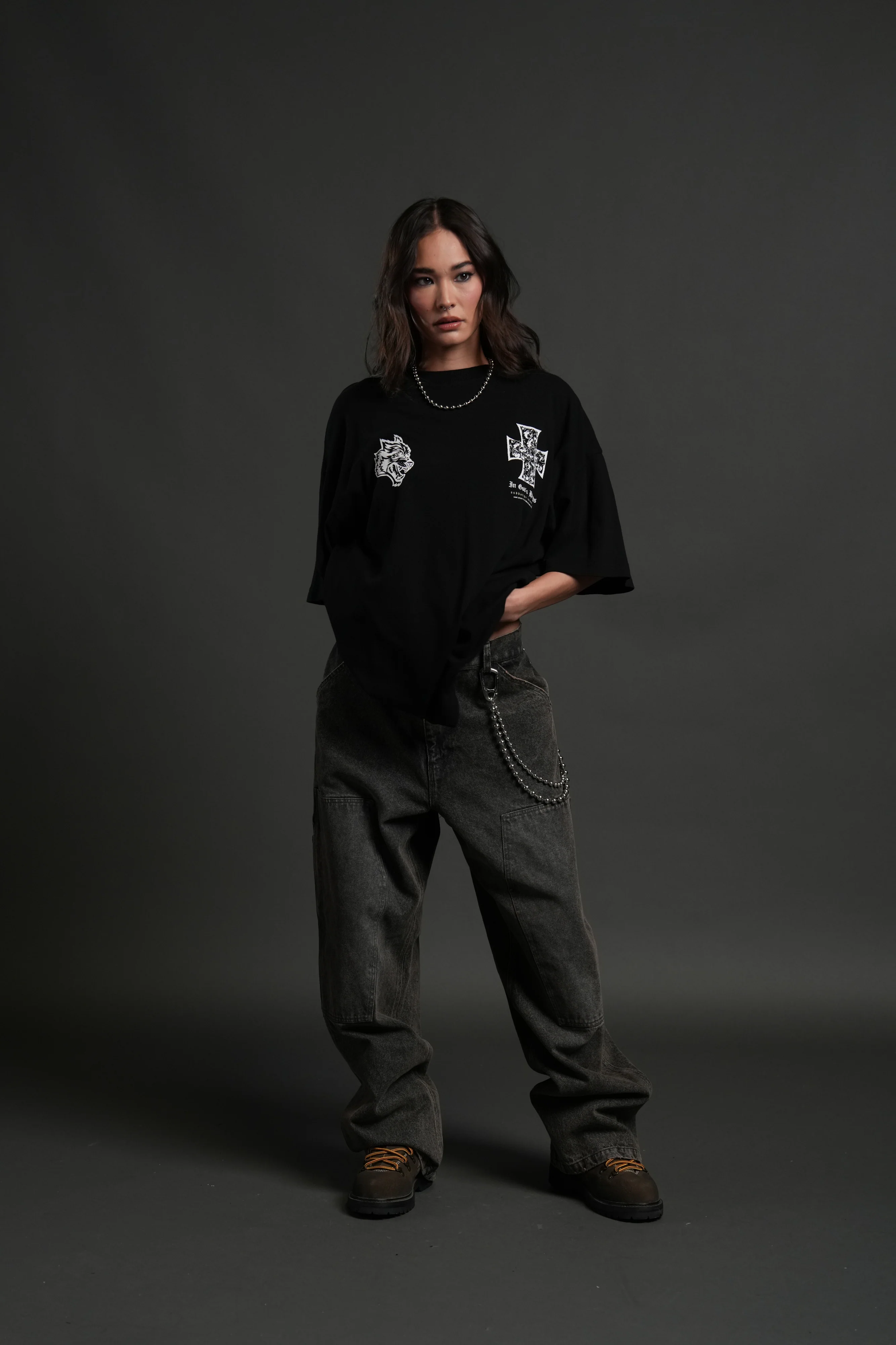 Iron Wolf Pack "Premium" Oversized Tee in Black - Image 11