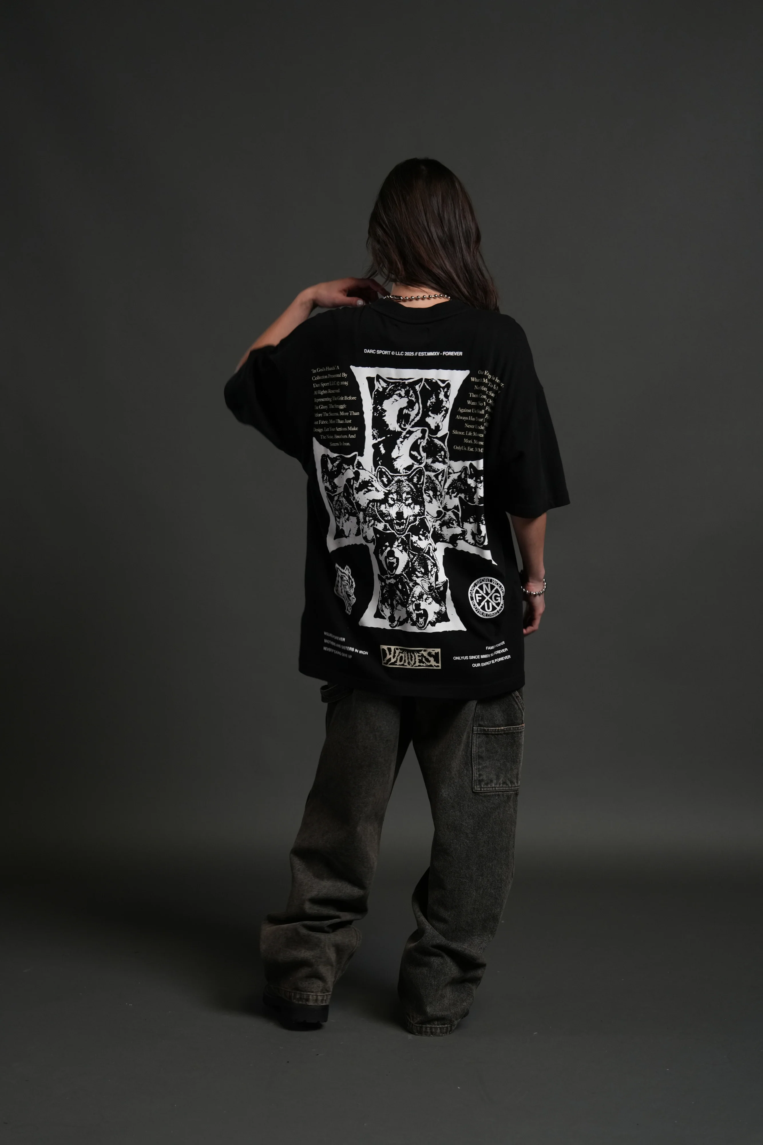 Iron Wolf Pack "Premium" Oversized Tee in Black - Image 12